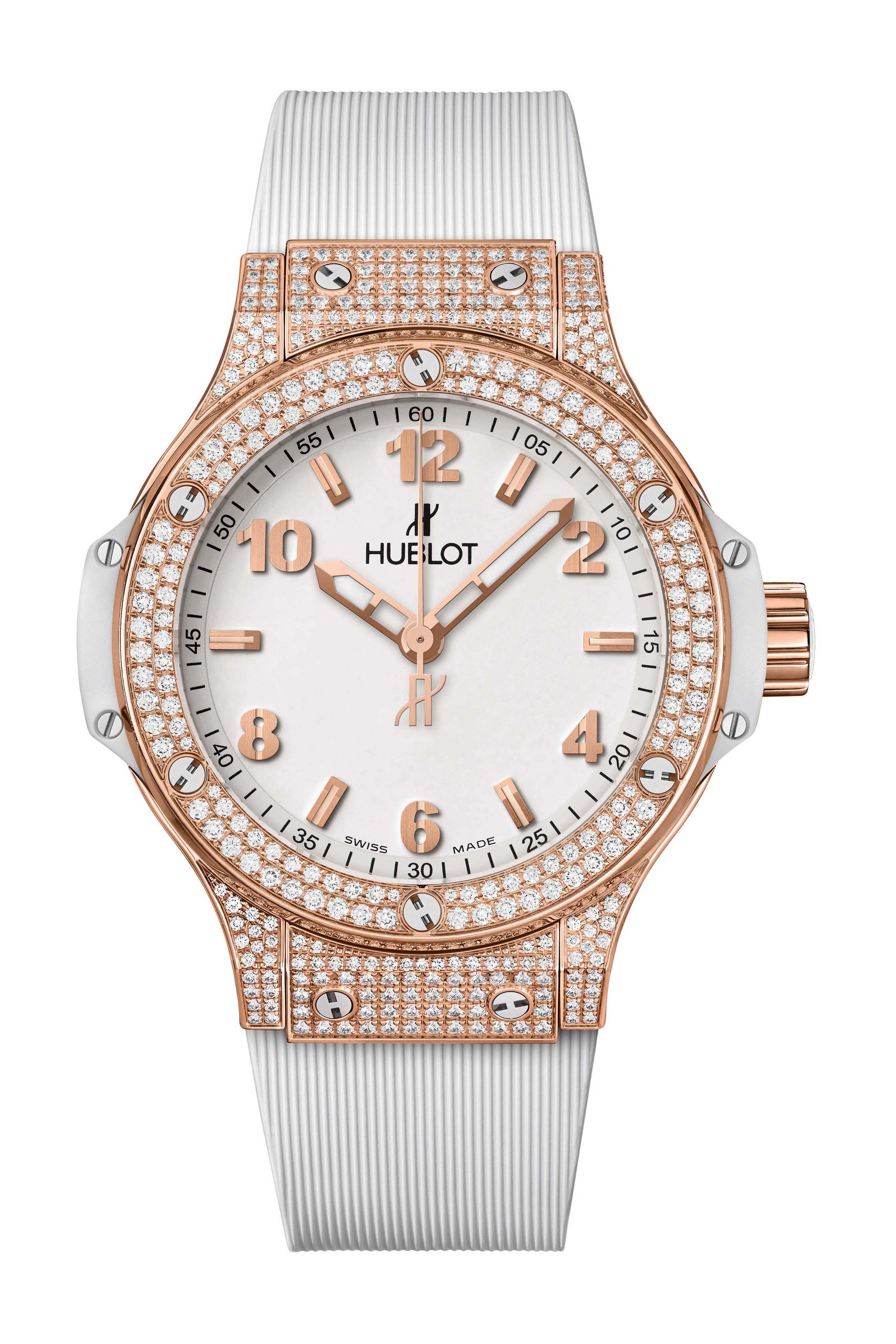 Hublot Big Bang Gold White Pavé luxury timepiece - detailed view