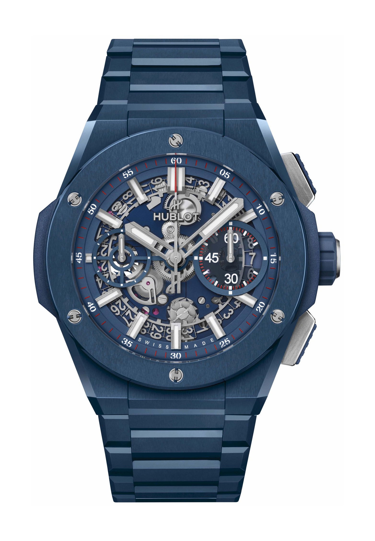 Hublot Big Bang Integral Blue Ceramic luxury timepiece - detailed view