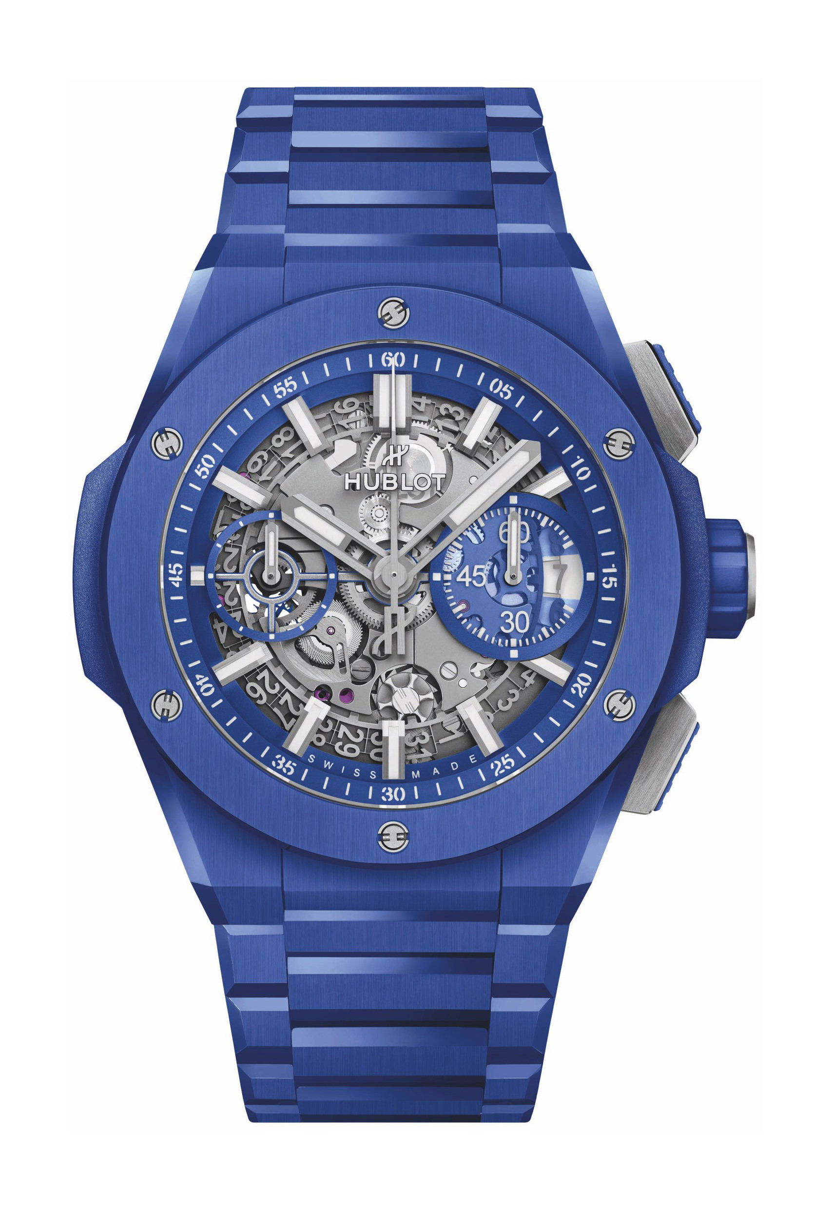 Hublot Big Bang Integral Indigo Blue Ceramic luxury timepiece - detailed view
