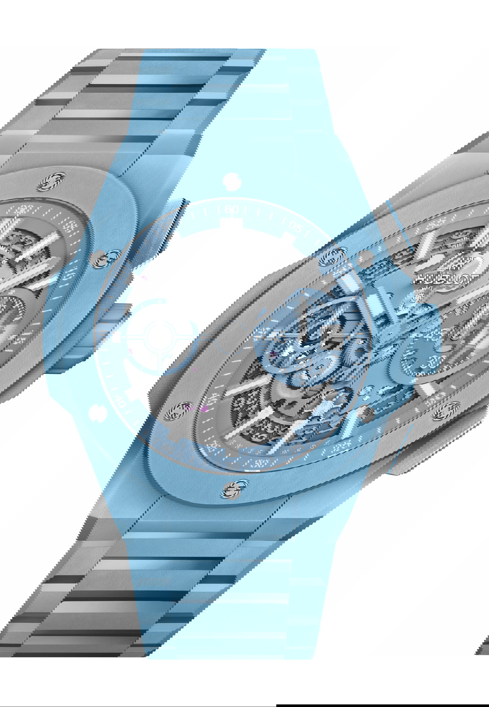 Hublot Big Bang Integral Sky Blue Ceramic luxury timepiece - detailed view