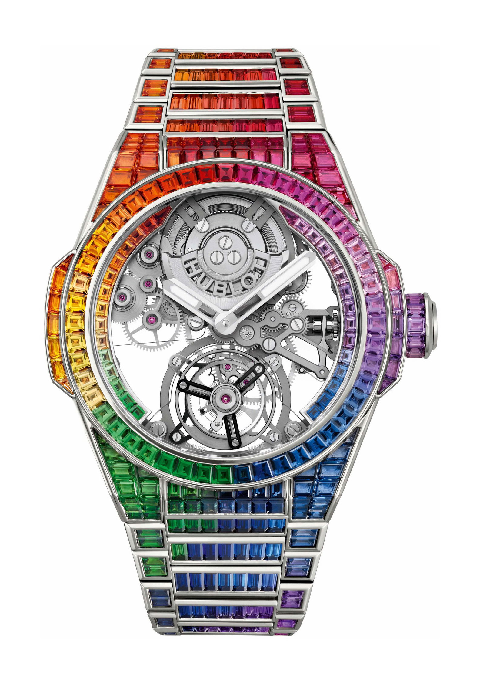 Hublot Big Bang Integral Tourbillon Rainbow luxury timepiece - detailed view