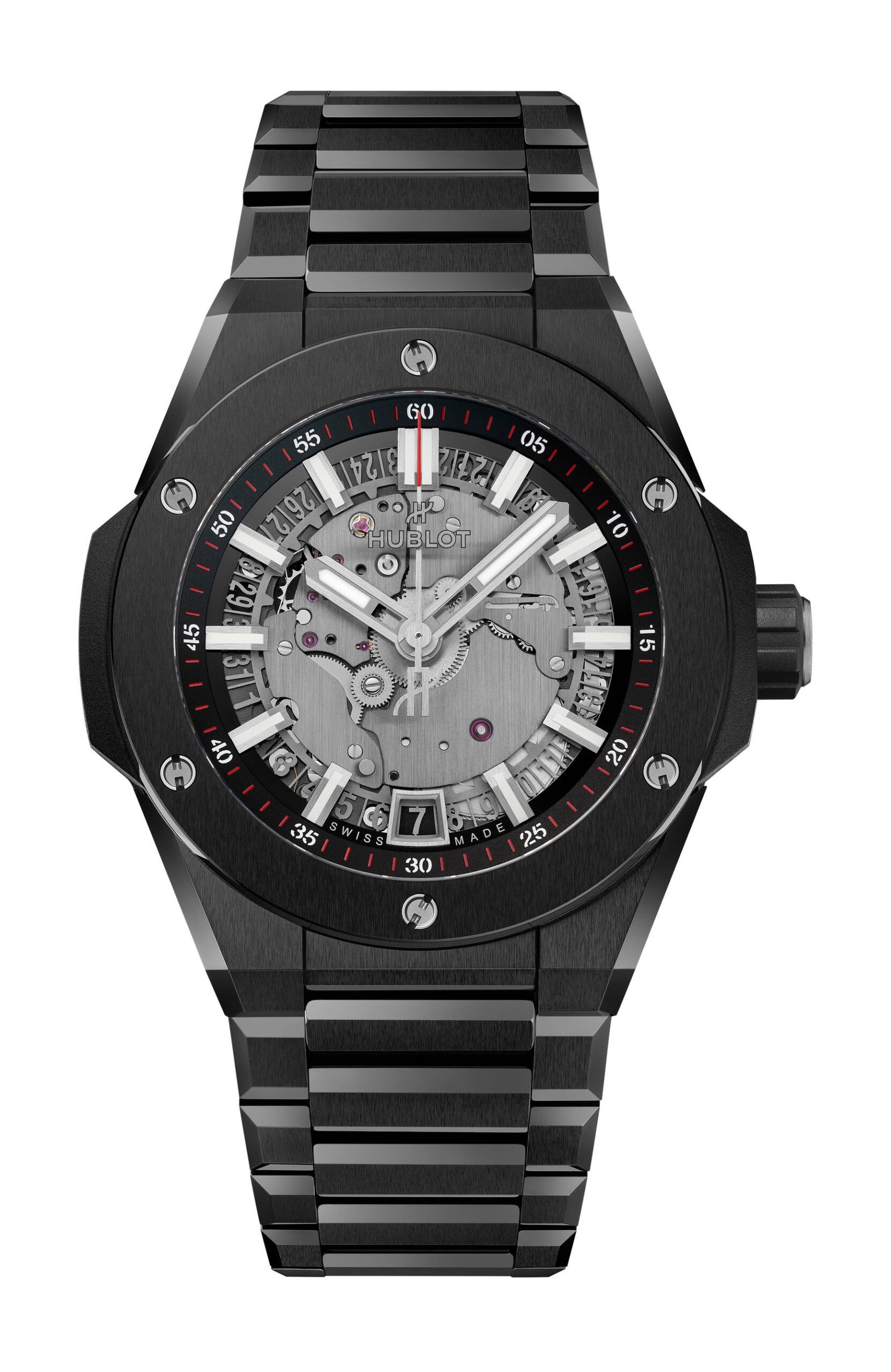 Hublot Big Bang Integrated Time Only Black Magic luxury timepiece - detailed view