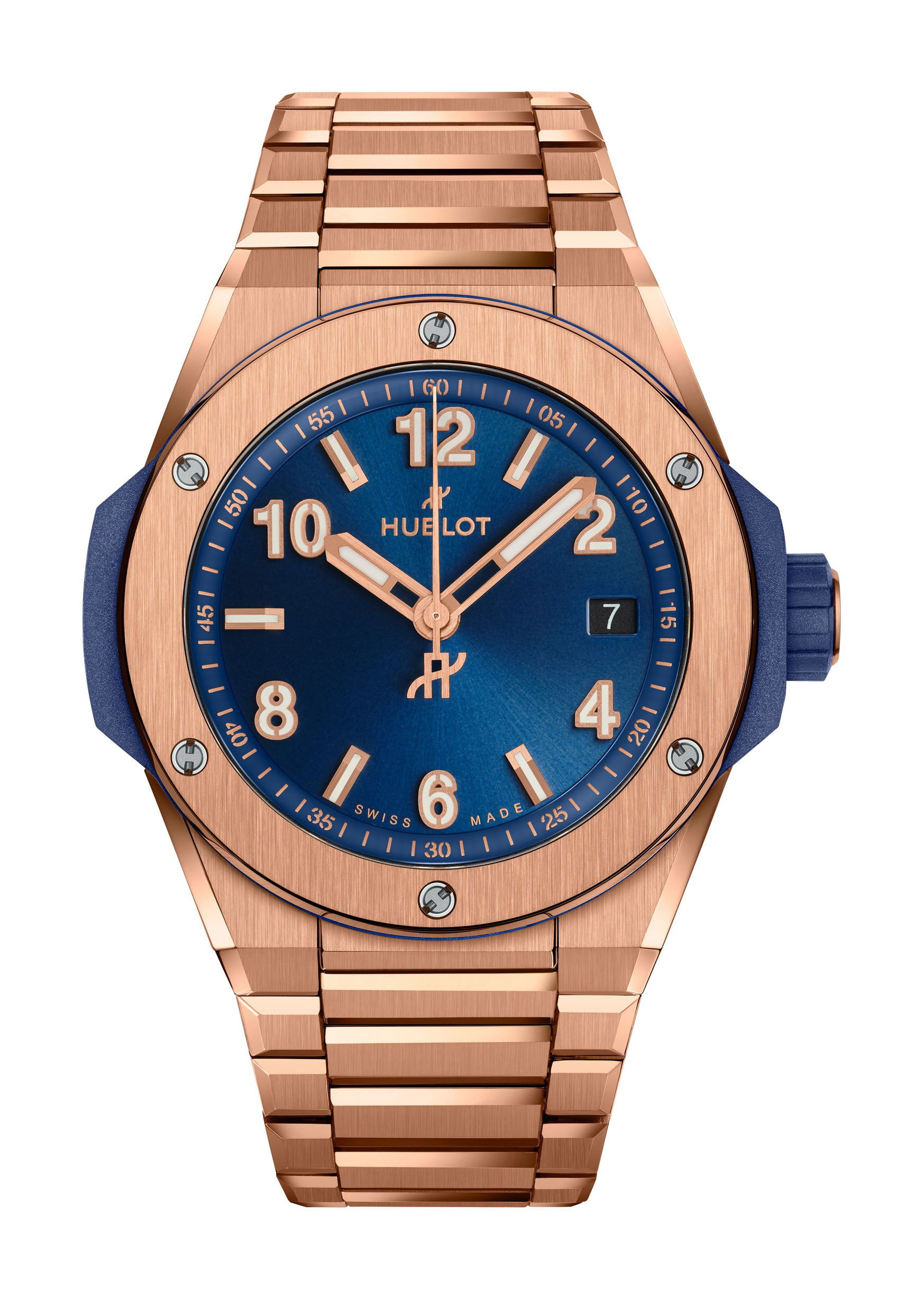 Hublot Big Bang Integrated Time Only King Gold Blue luxury timepiece - detailed view