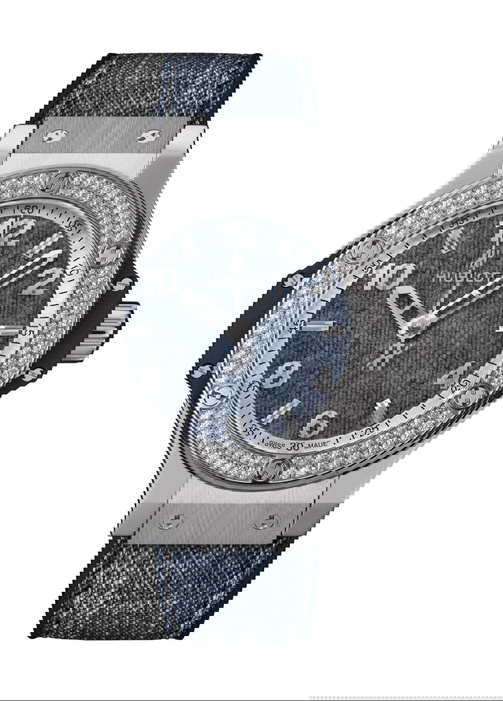 Hublot Big Bang Jeans Diamonds luxury timepiece - detailed view