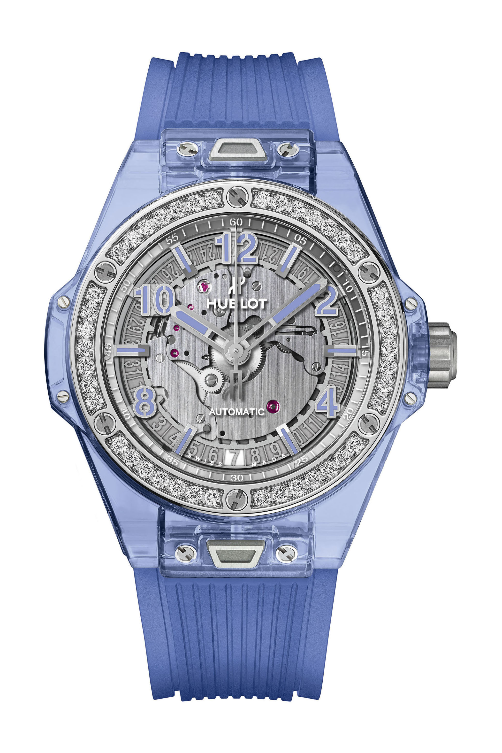 Hublot Big Bang One Click Blue Sapphire Diamonds luxury timepiece - detailed view