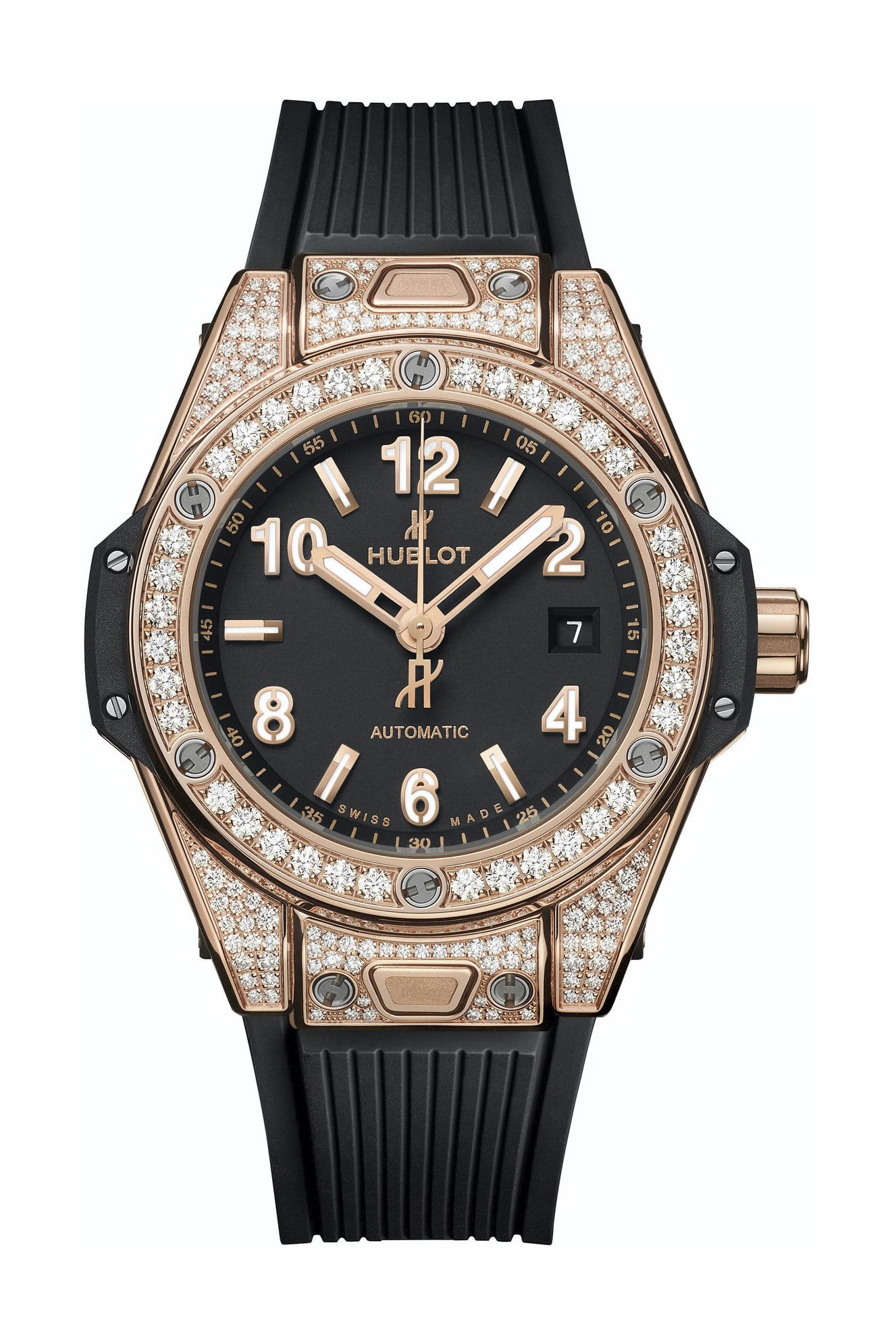 Hublot Big Bang One Click King Gold Pavé 33mm luxury timepiece - detailed view