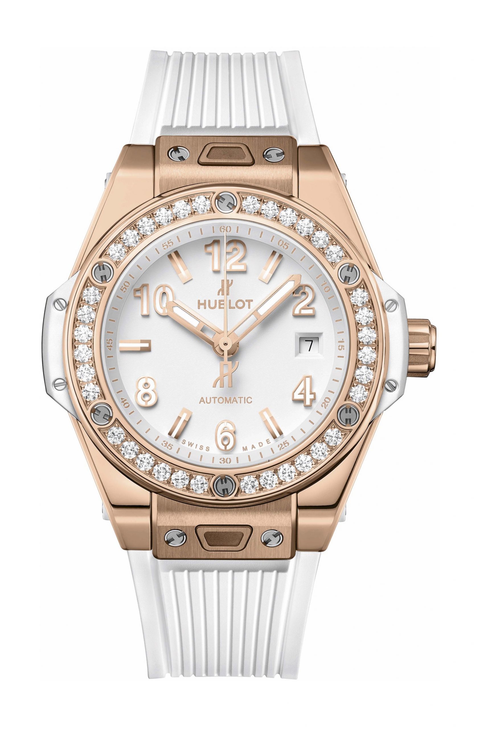 Hublot Big Bang One Click King Gold White Diamond 33mm luxury timepiece - detailed view