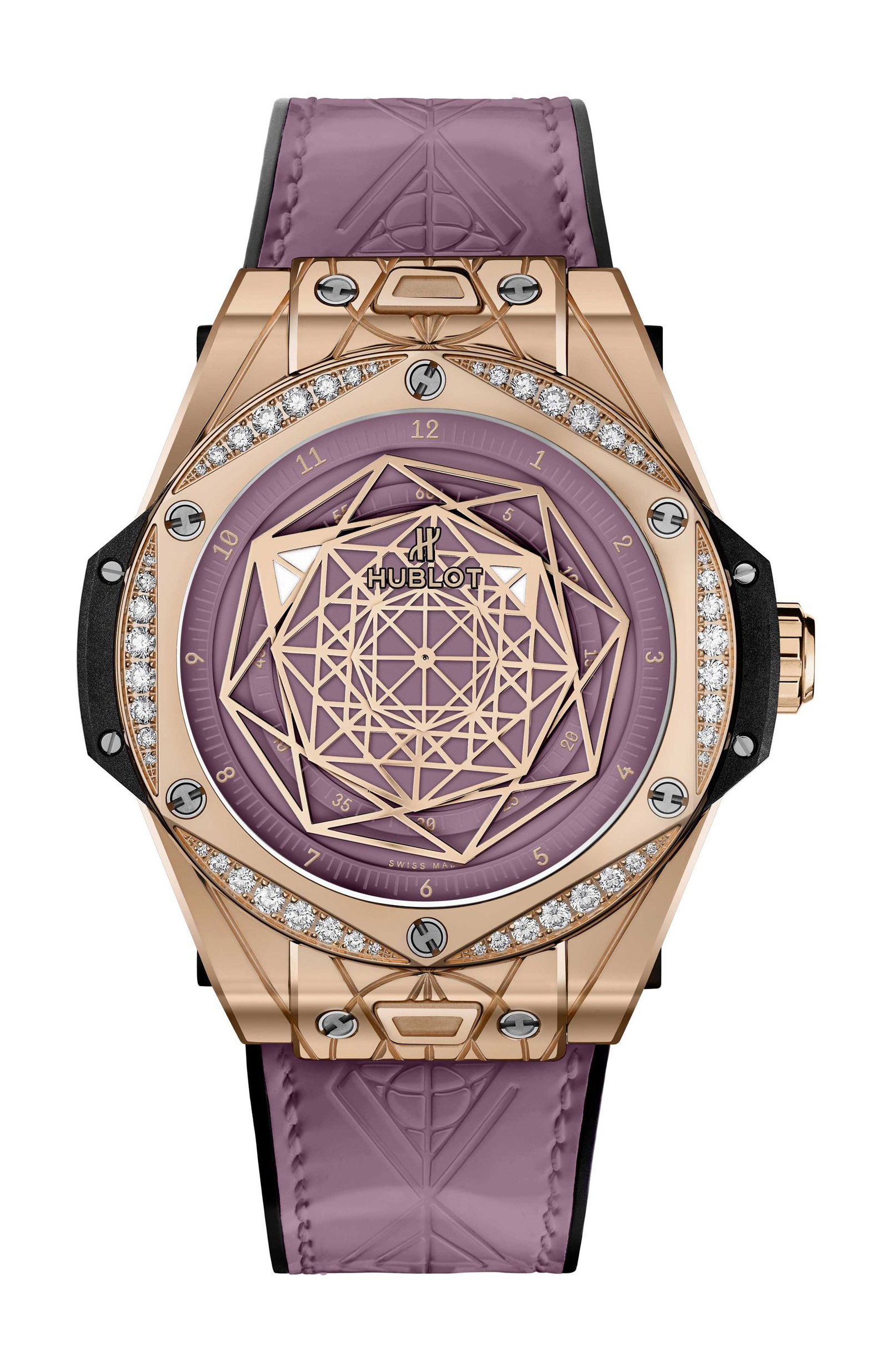 Hublot Big Bang One Click Sang Bleu King Gold Pink Diamonds luxury timepiece - detailed view