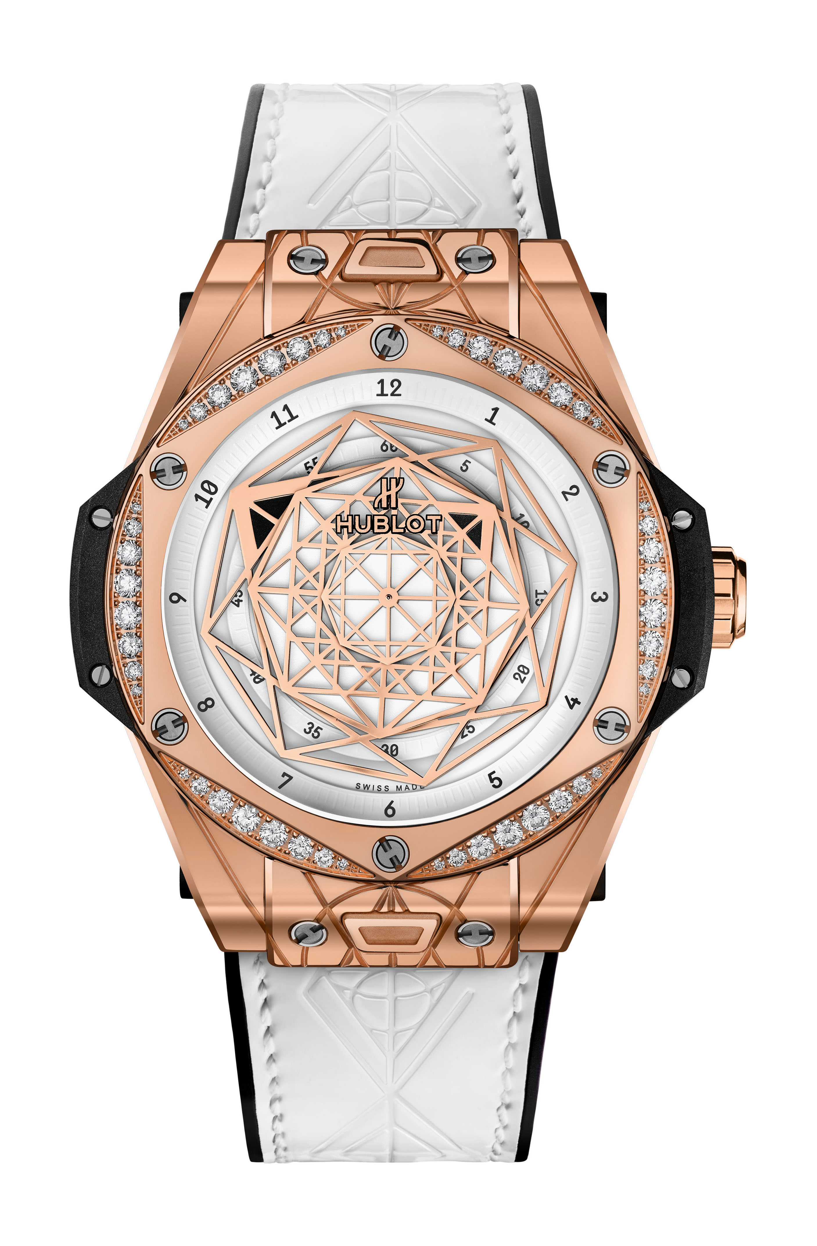Hublot Big Bang One Click Sang Bleu King Gold White Diamonds luxury timepiece - detailed view