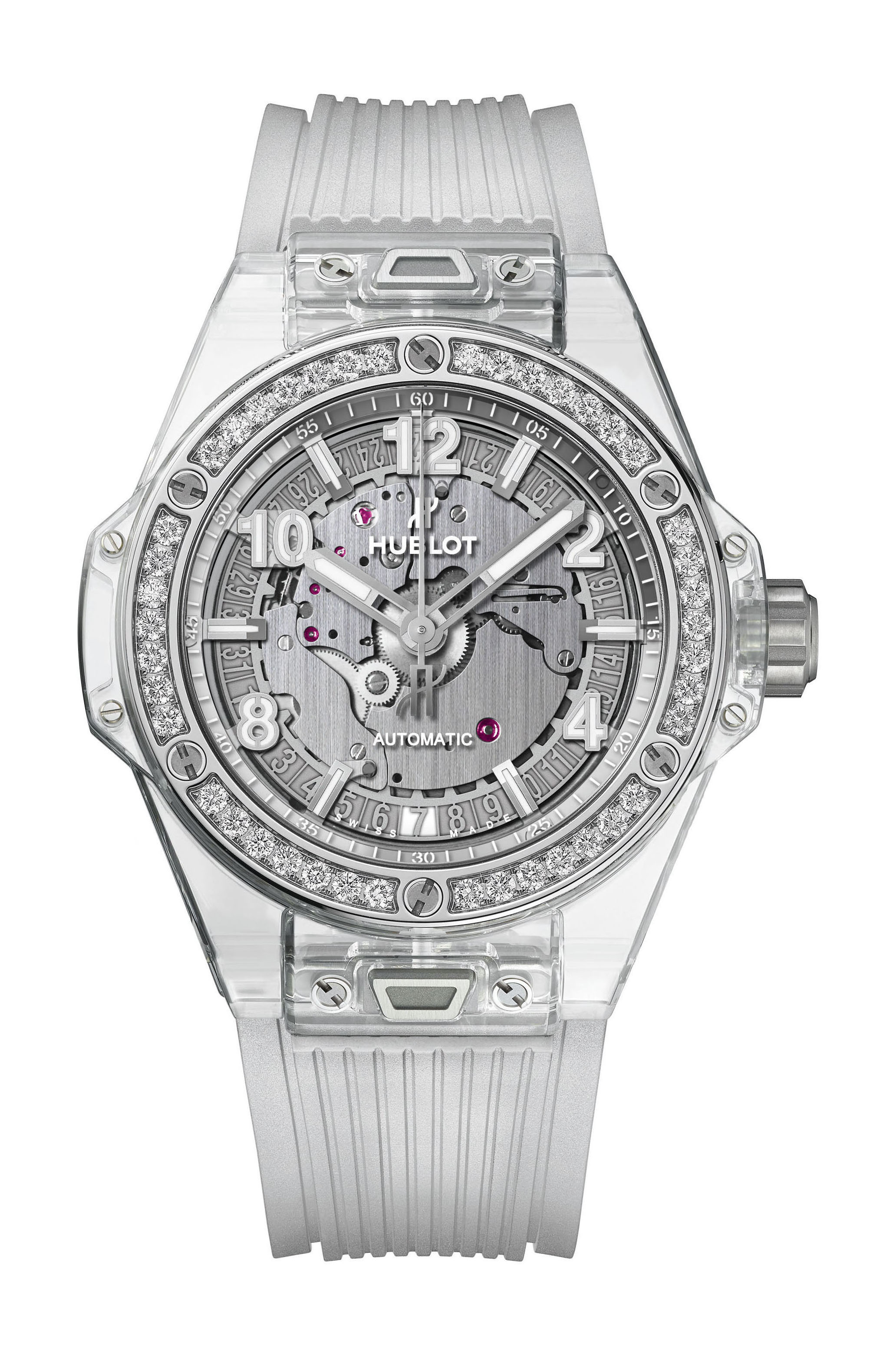 Hublot Big Bang One Click Sapphire Diamonds luxury timepiece - detailed view