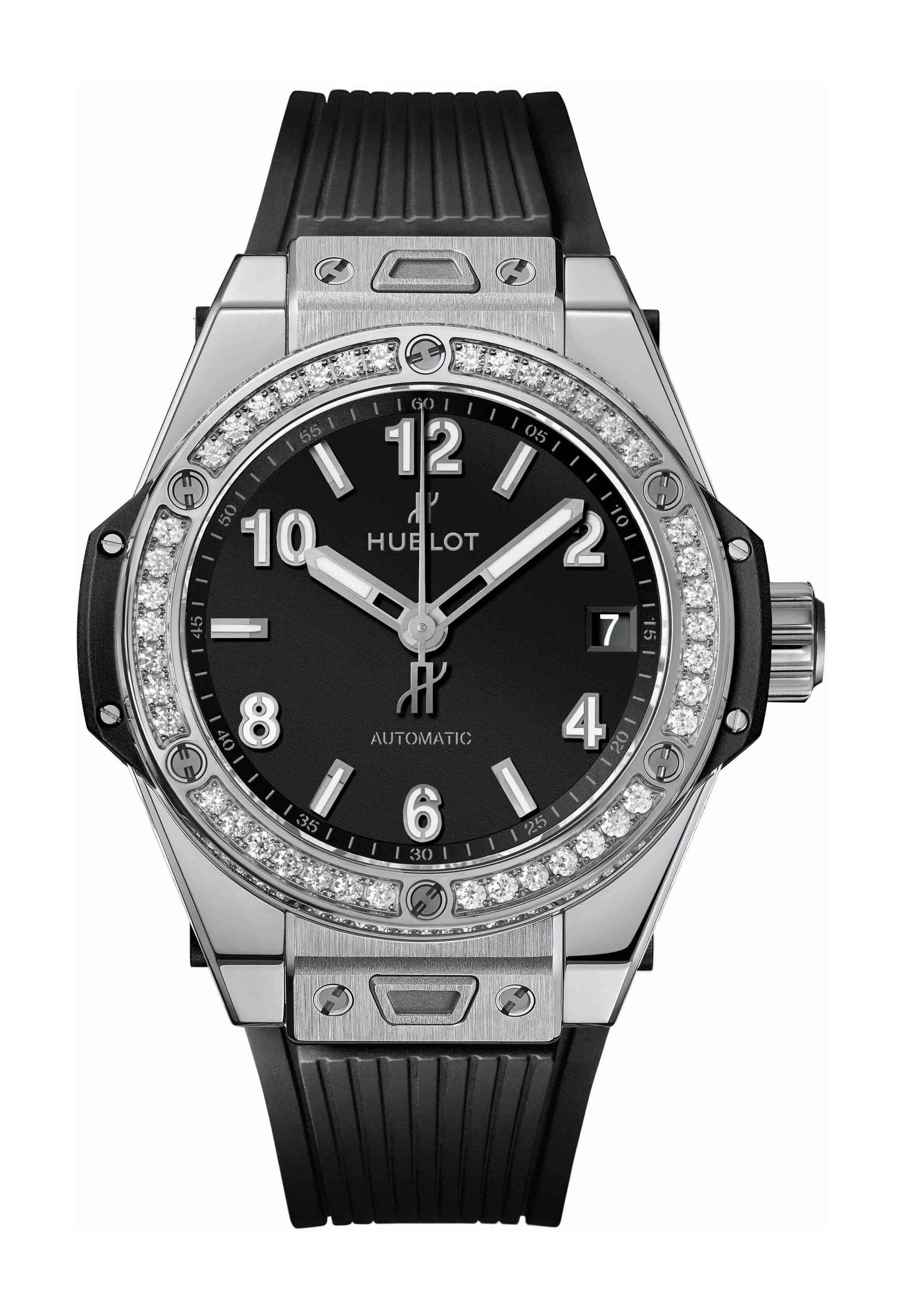 Hublot Big Bang One Click Steel Diamonds luxury timepiece - detailed view