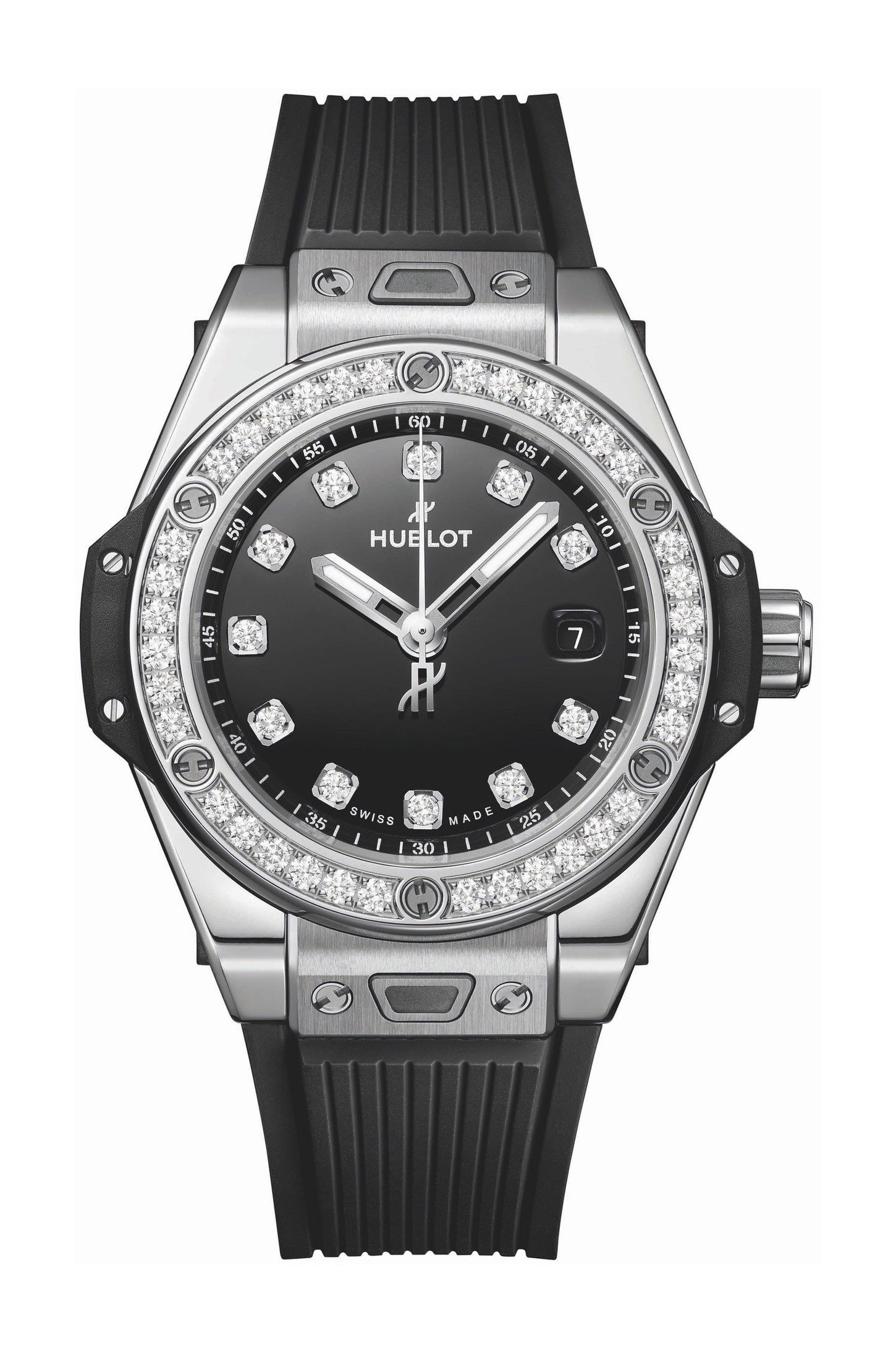 Hublot Big Bang One Click Steel Diamonds luxury timepiece - detailed view