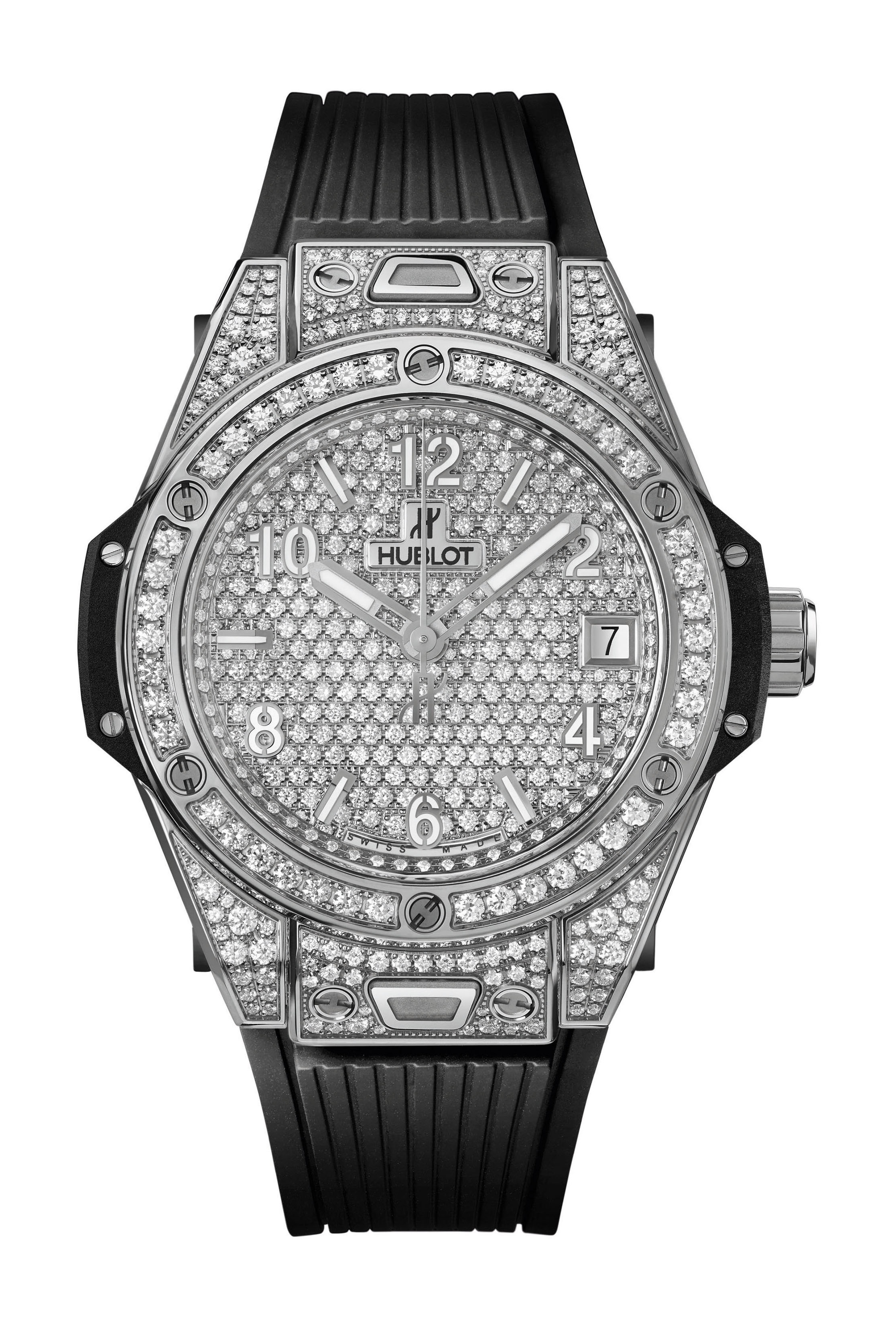 Hublot Big Bang One Click Steel Full Pavé luxury timepiece - detailed view