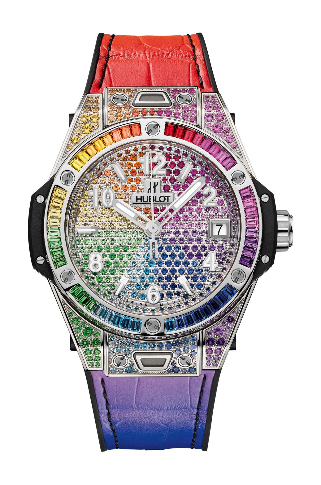 Hublot Big Bang One Click Steel Rainbow luxury timepiece - detailed view