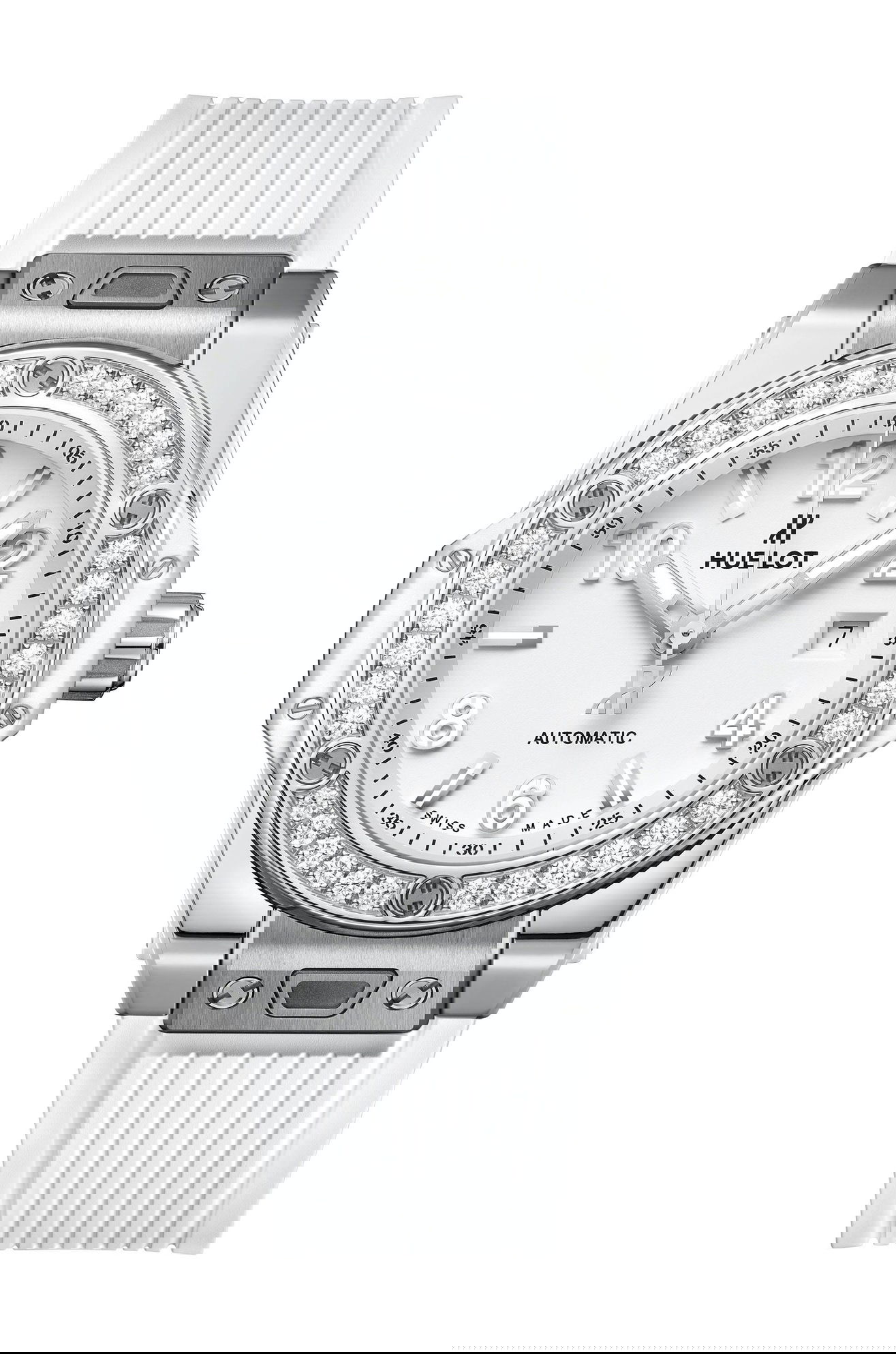 Hublot Big Bang One Click Steel White Diamond 33mm luxury timepiece - detailed view