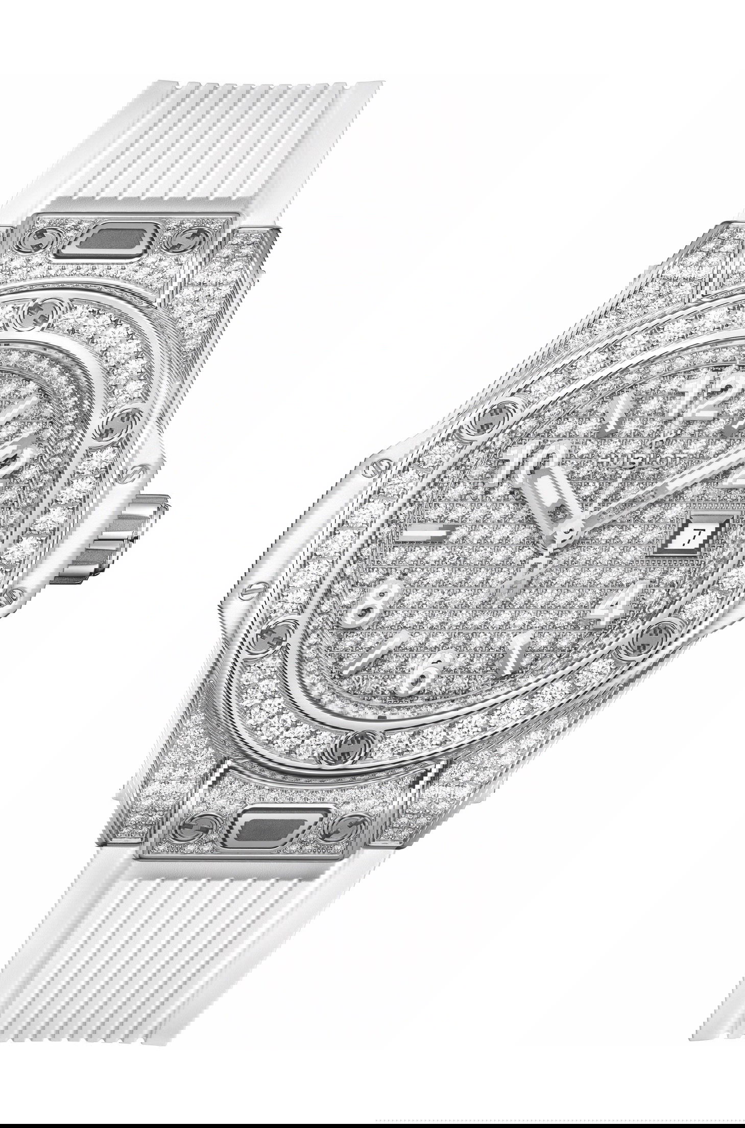 Hublot Big Bang One Click Steel White Full Pave luxury timepiece - detailed view