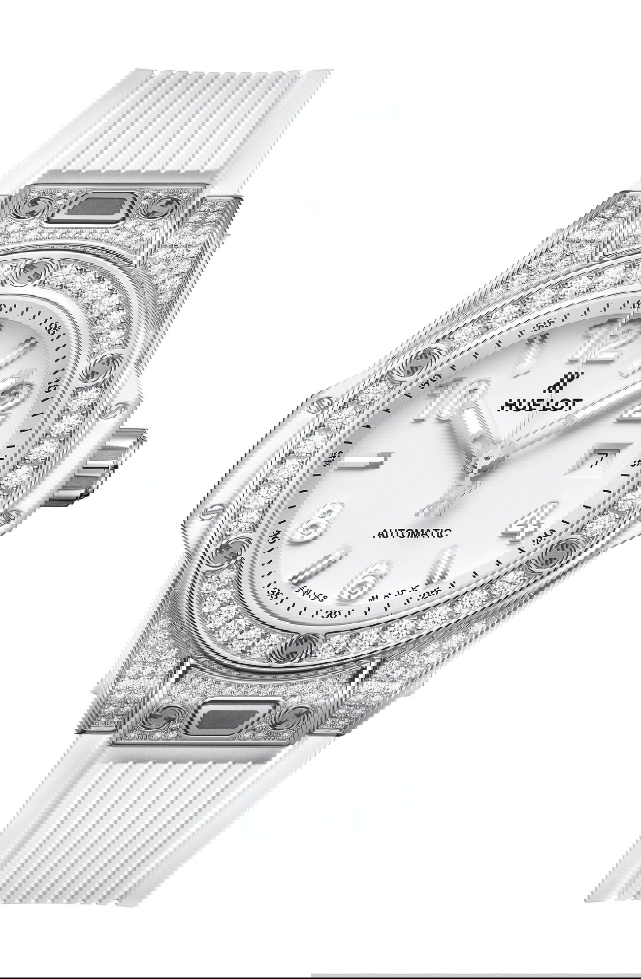 Hublot Big Bang One Click Steel White Pavé 33mm luxury timepiece - detailed view