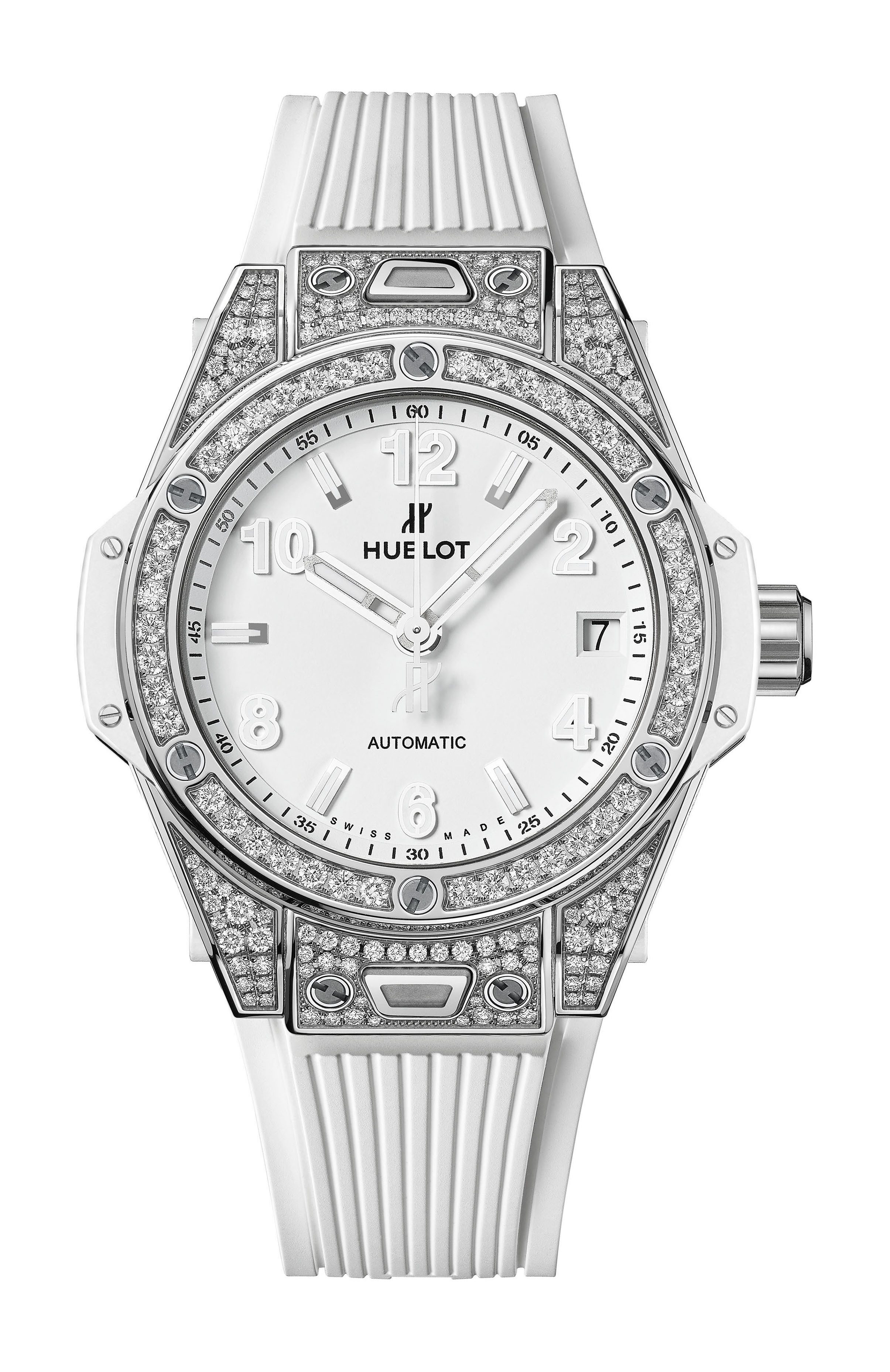 Hublot Big Bang One Click Steel White Pavé luxury timepiece - detailed view