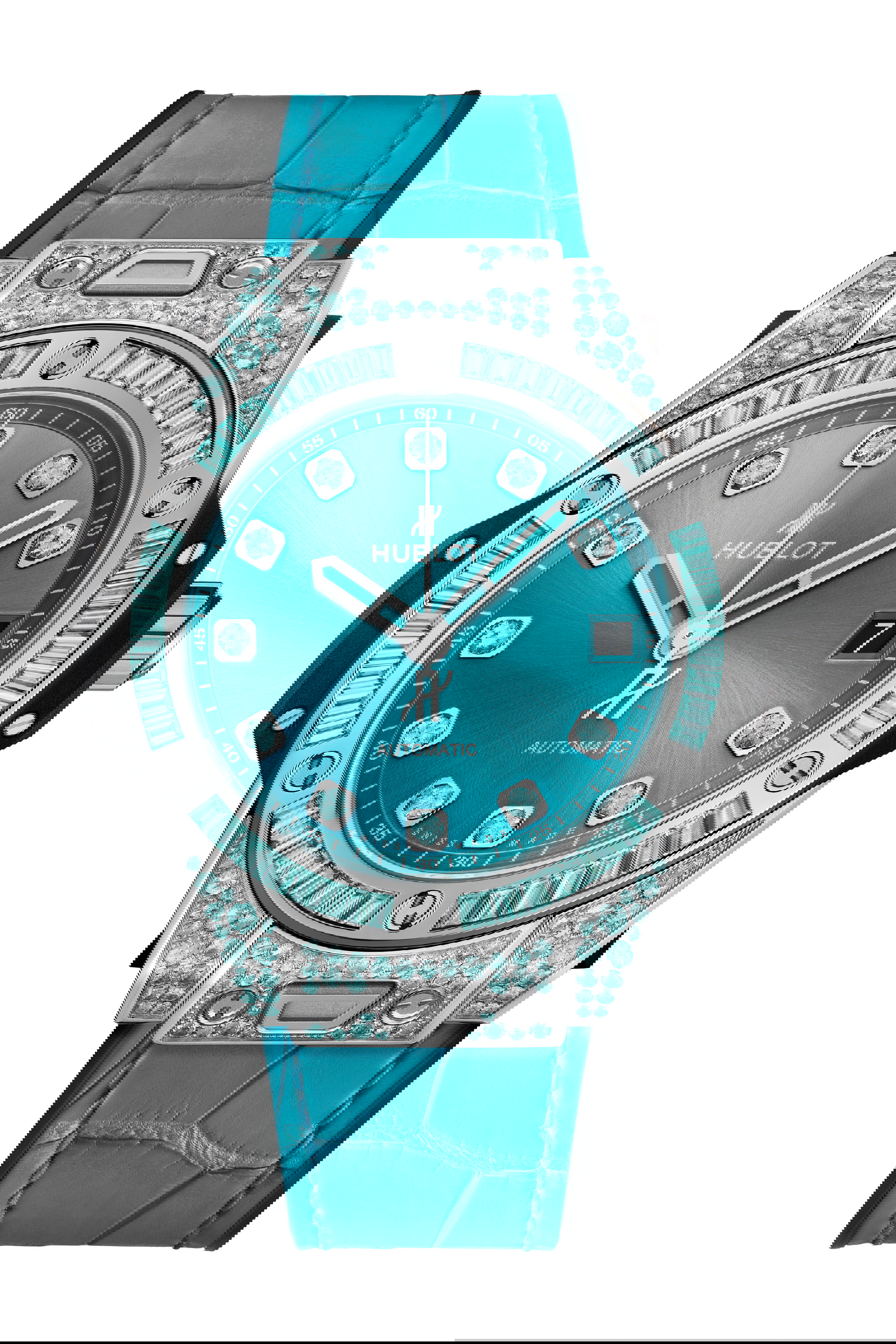 Hublot Big Bang One Click White Gold Paraiba luxury timepiece - detailed view