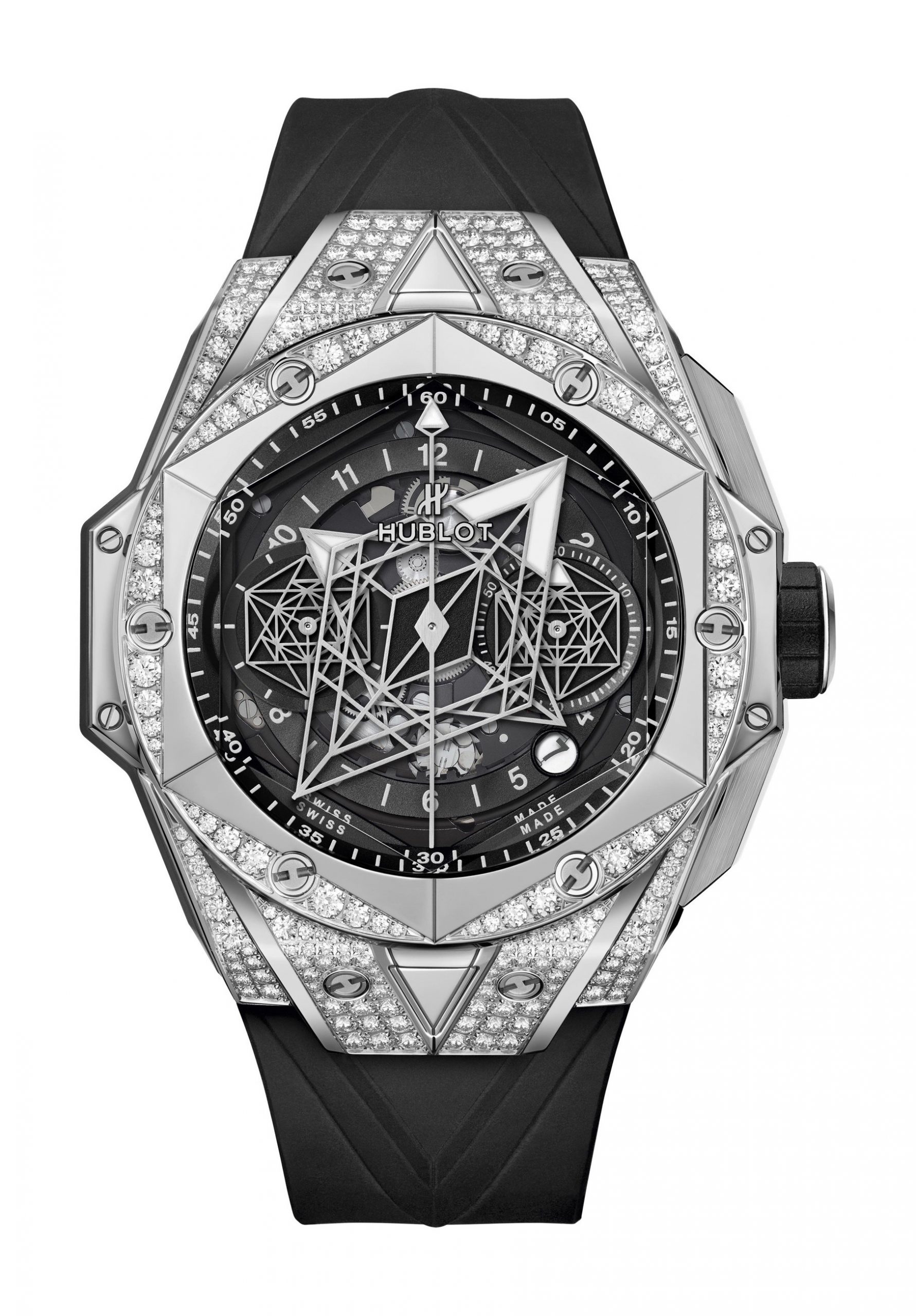 Hublot Big Bang Sang Bleu II Titanium Pavé luxury timepiece - detailed view