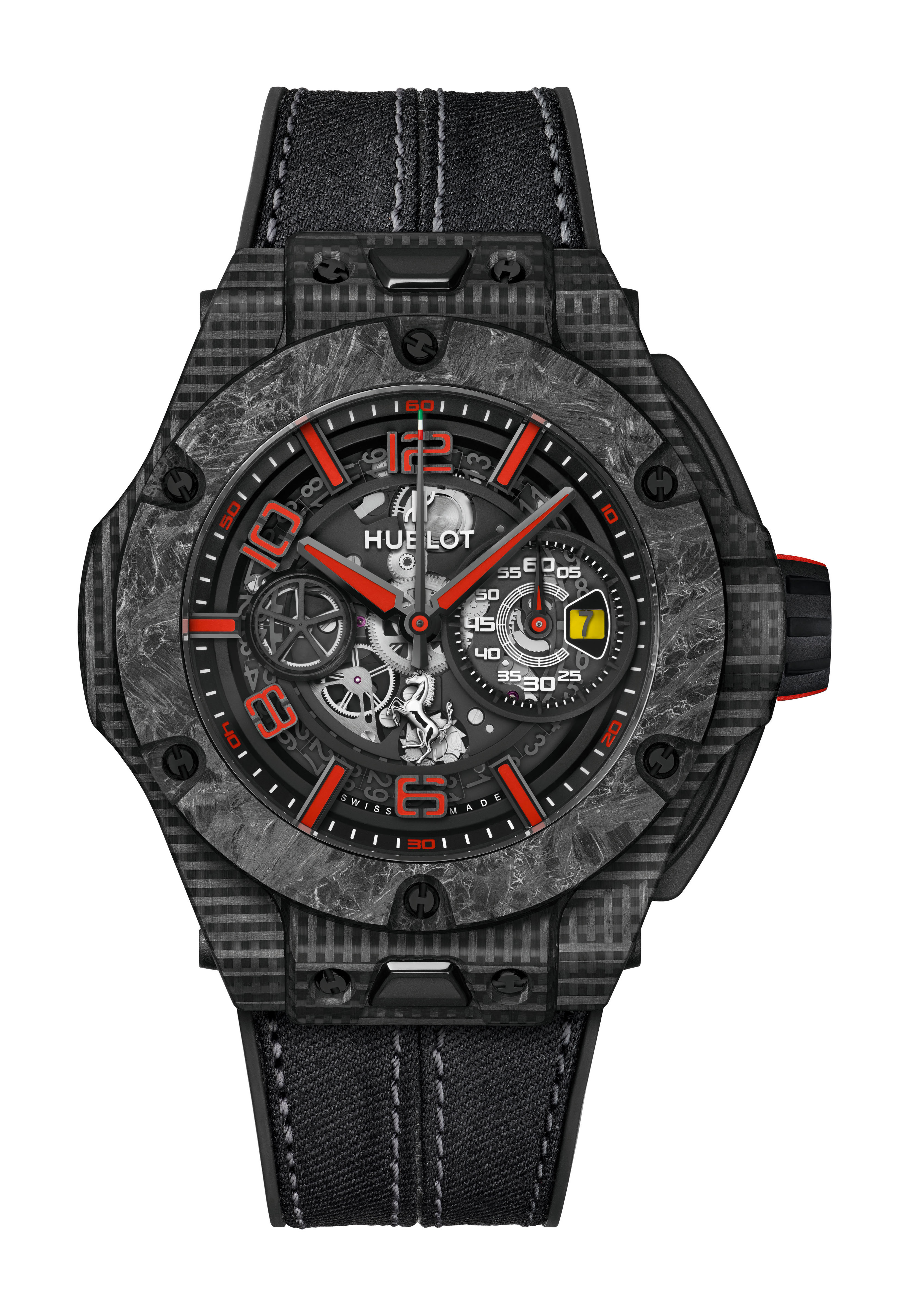 Hublot Big Bang Scuderia Ferrari 90th Anniversary 3D Carbon luxury timepiece - detailed view
