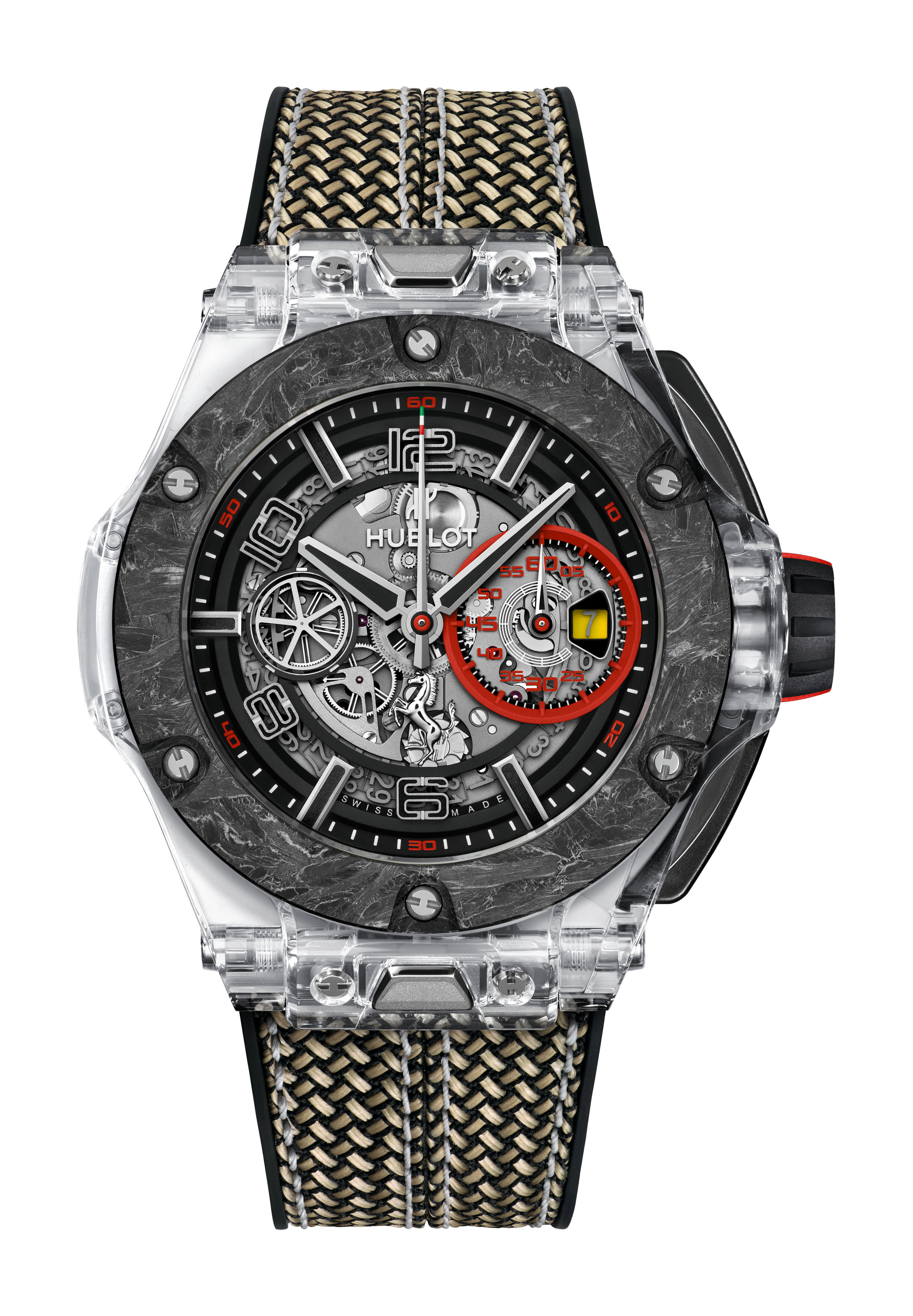 Hublot Big Bang Scuderia Ferrari 90th Anniversary Sapphire luxury timepiece - detailed view