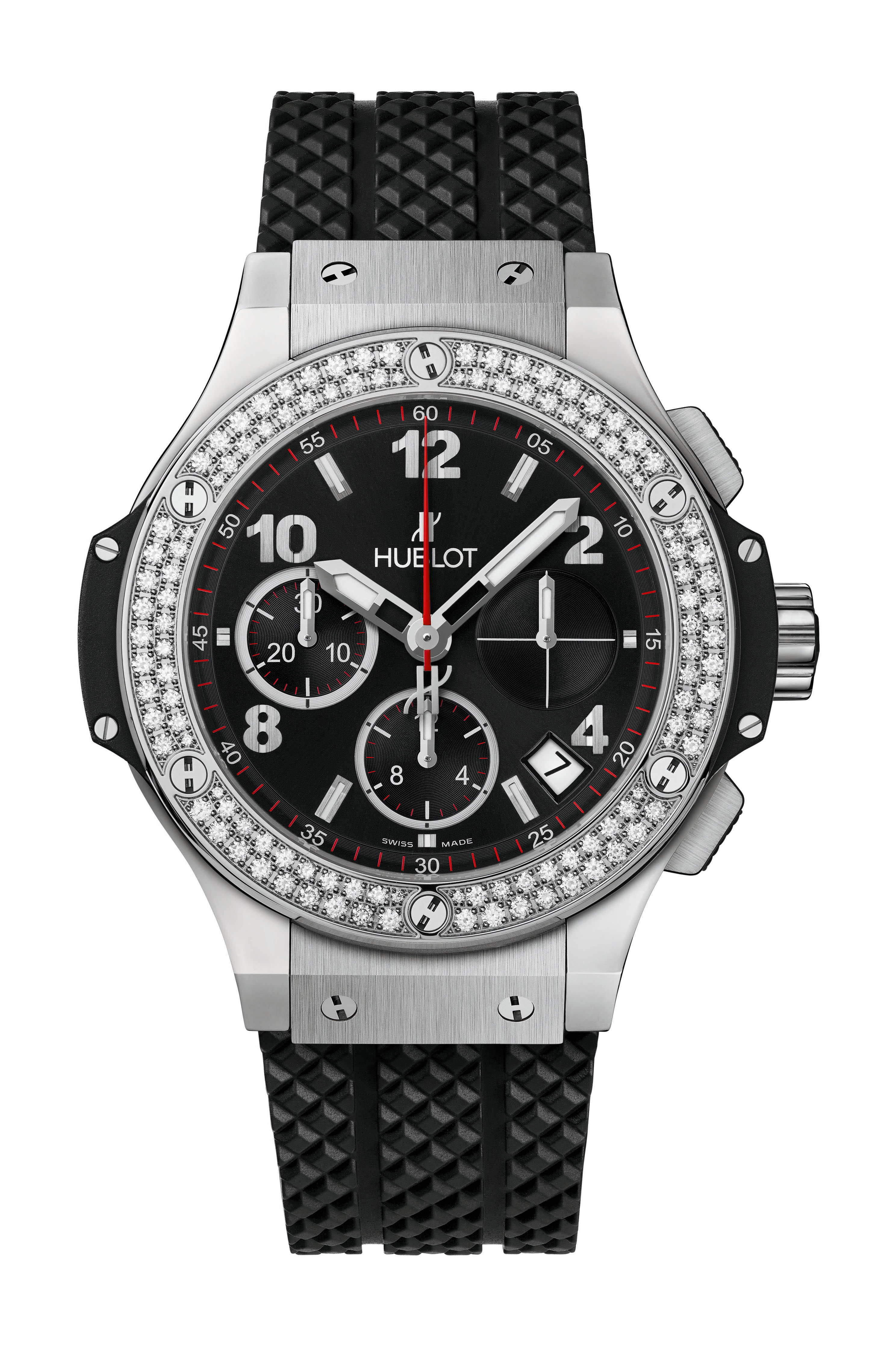 Hublot Big Bang Steel Diamonds luxury timepiece - detailed view