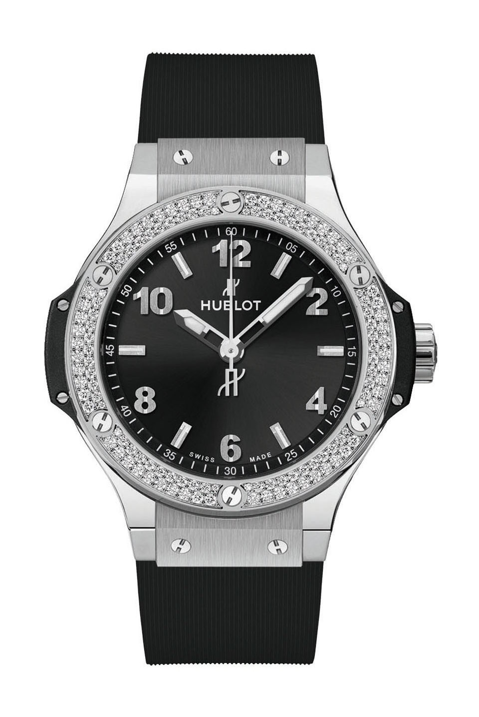 Hublot Big Bang Steel Diamonds luxury timepiece - detailed view