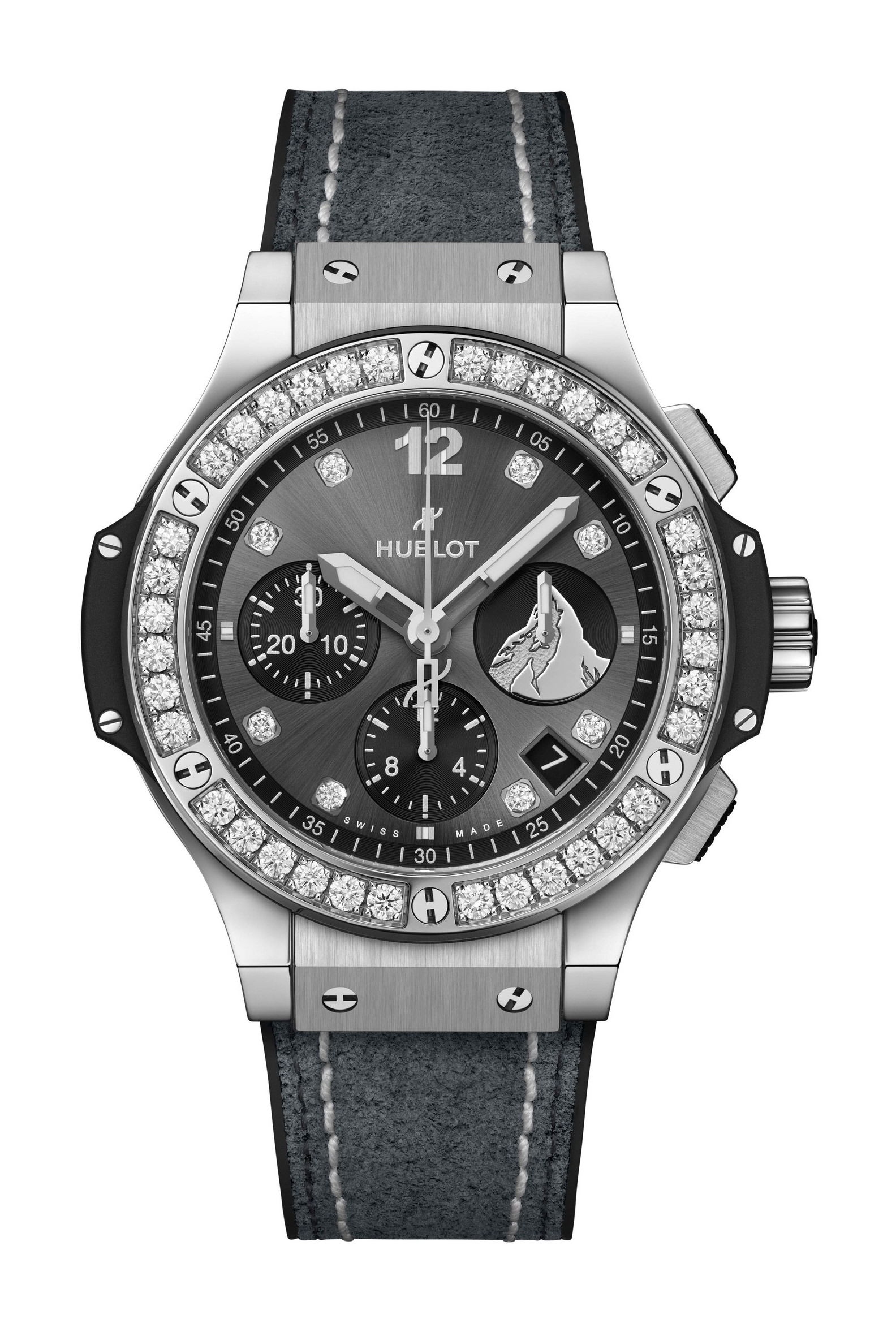 Hublot Big Bang Steel Diamonds Zermatt luxury timepiece - detailed view