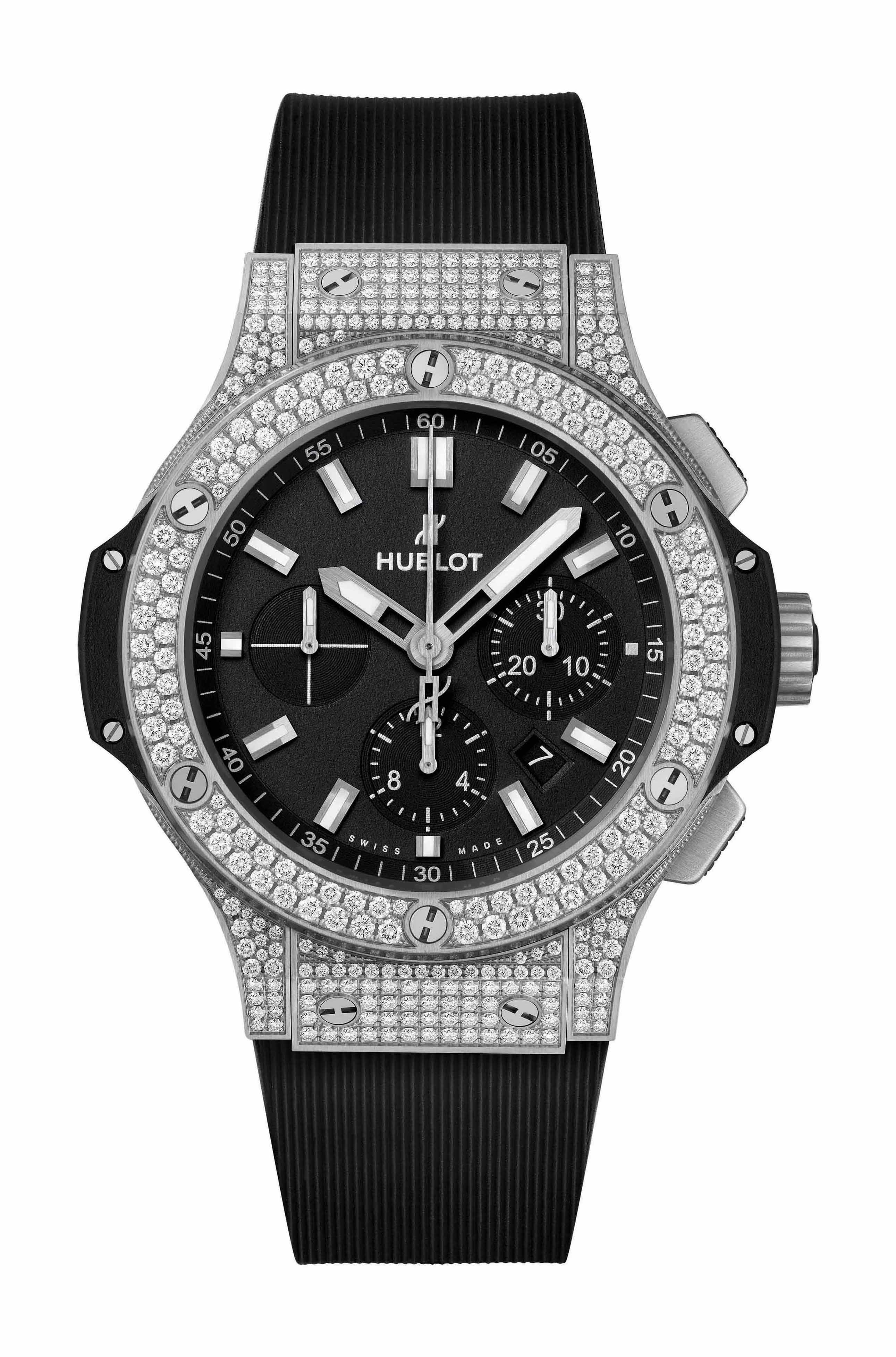 Hublot Big Bang Steel Pavé luxury timepiece - detailed view