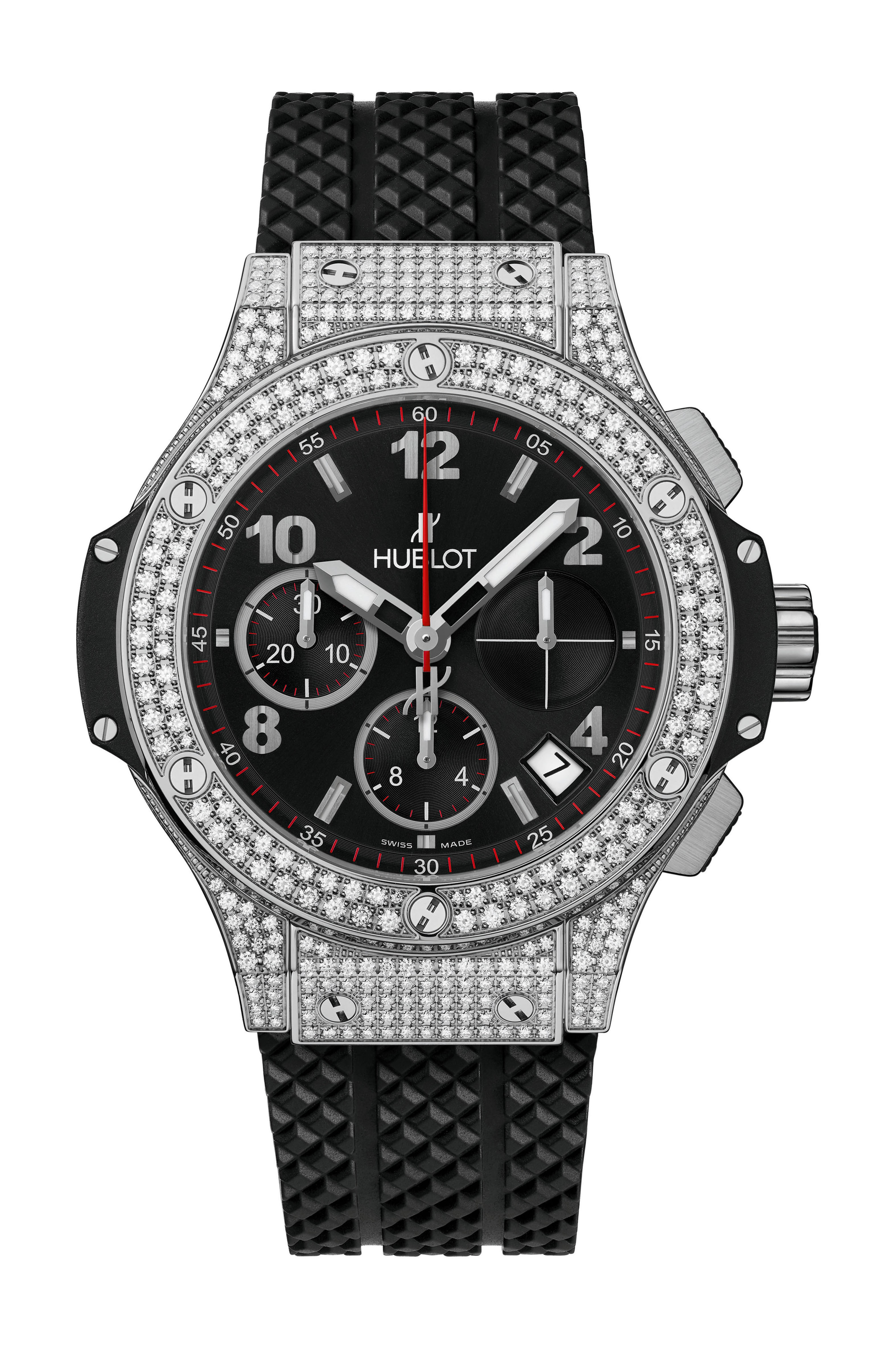 Hublot Big Bang Steel Pavé luxury timepiece - detailed view
