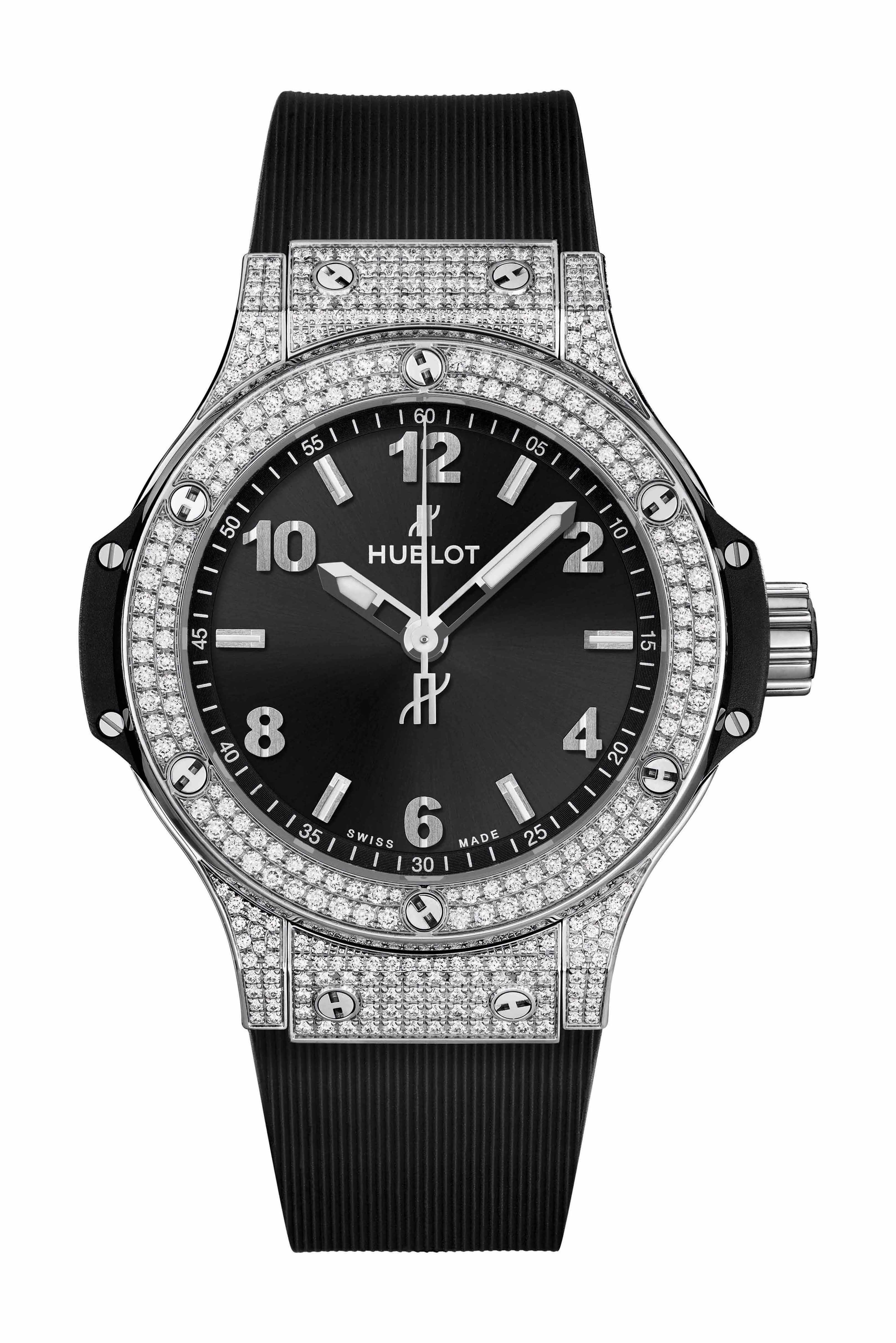 Hublot Big Bang Steel Pavé luxury timepiece - detailed view