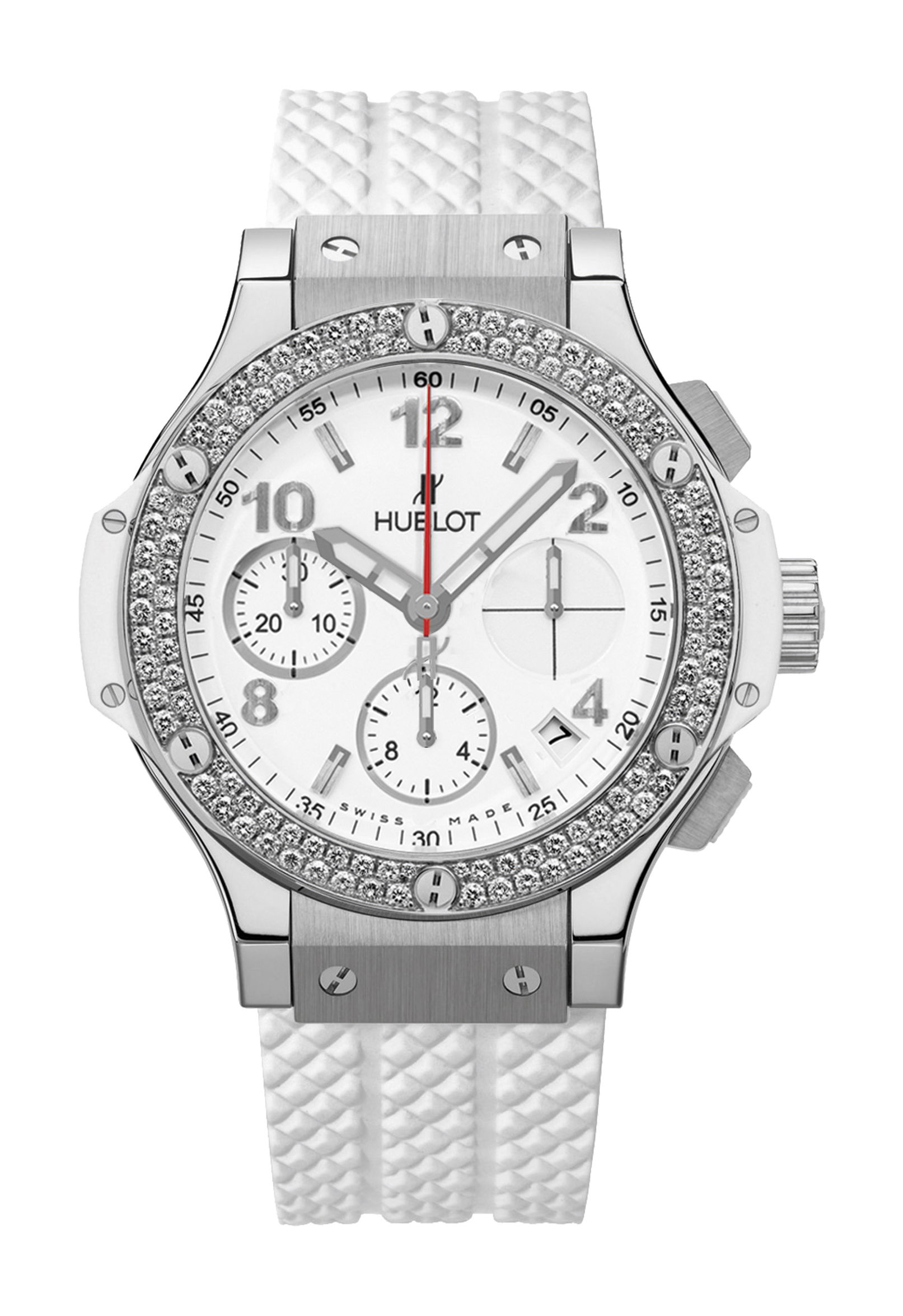 Hublot Big Bang Steel White Diamonds luxury timepiece - detailed view