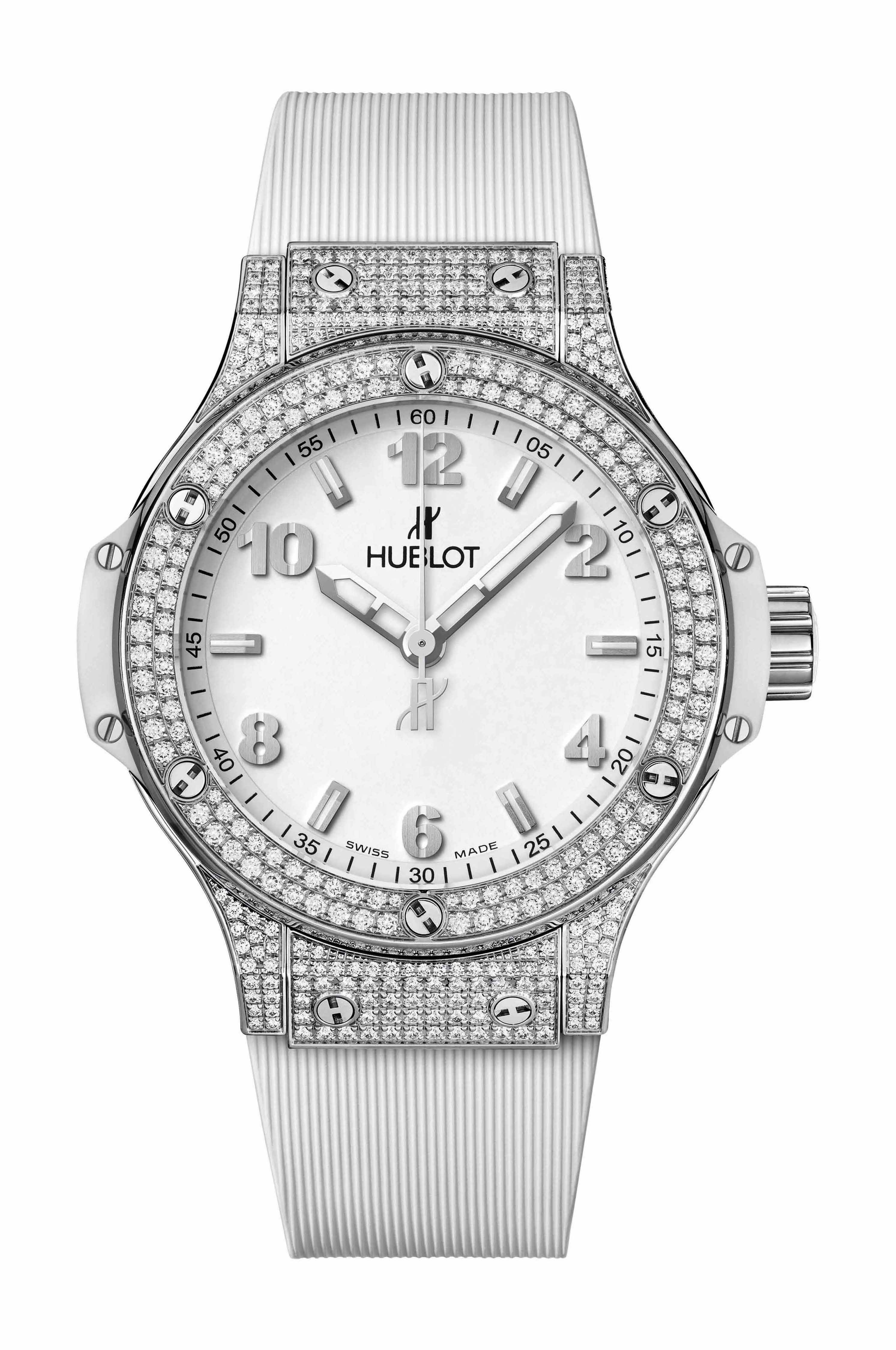 Hublot Big Bang Steel White Pavé luxury timepiece - detailed view