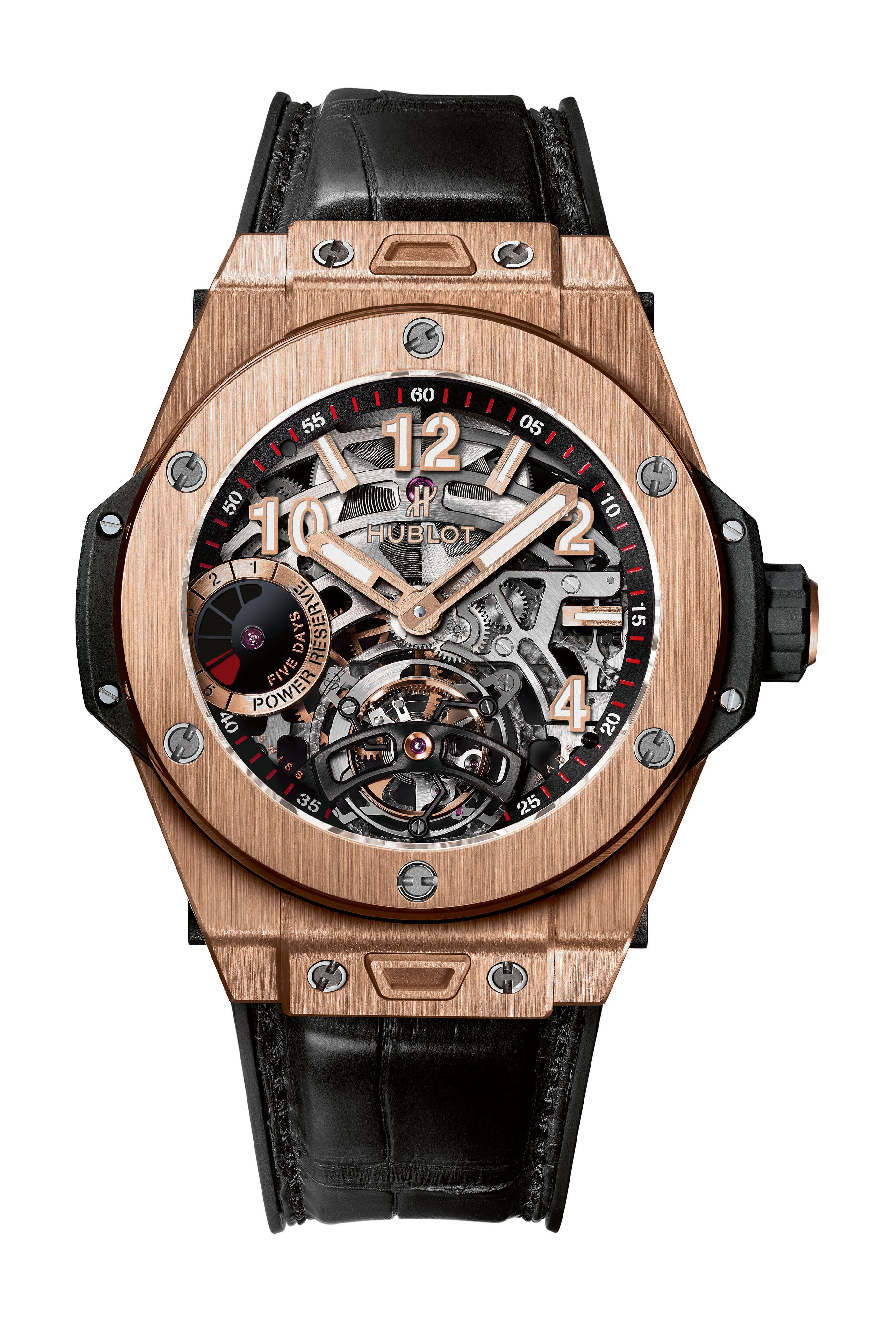 Hublot Big Bang Tourbillon Power Reserve 5 days King Gold luxury timepiece - detailed view