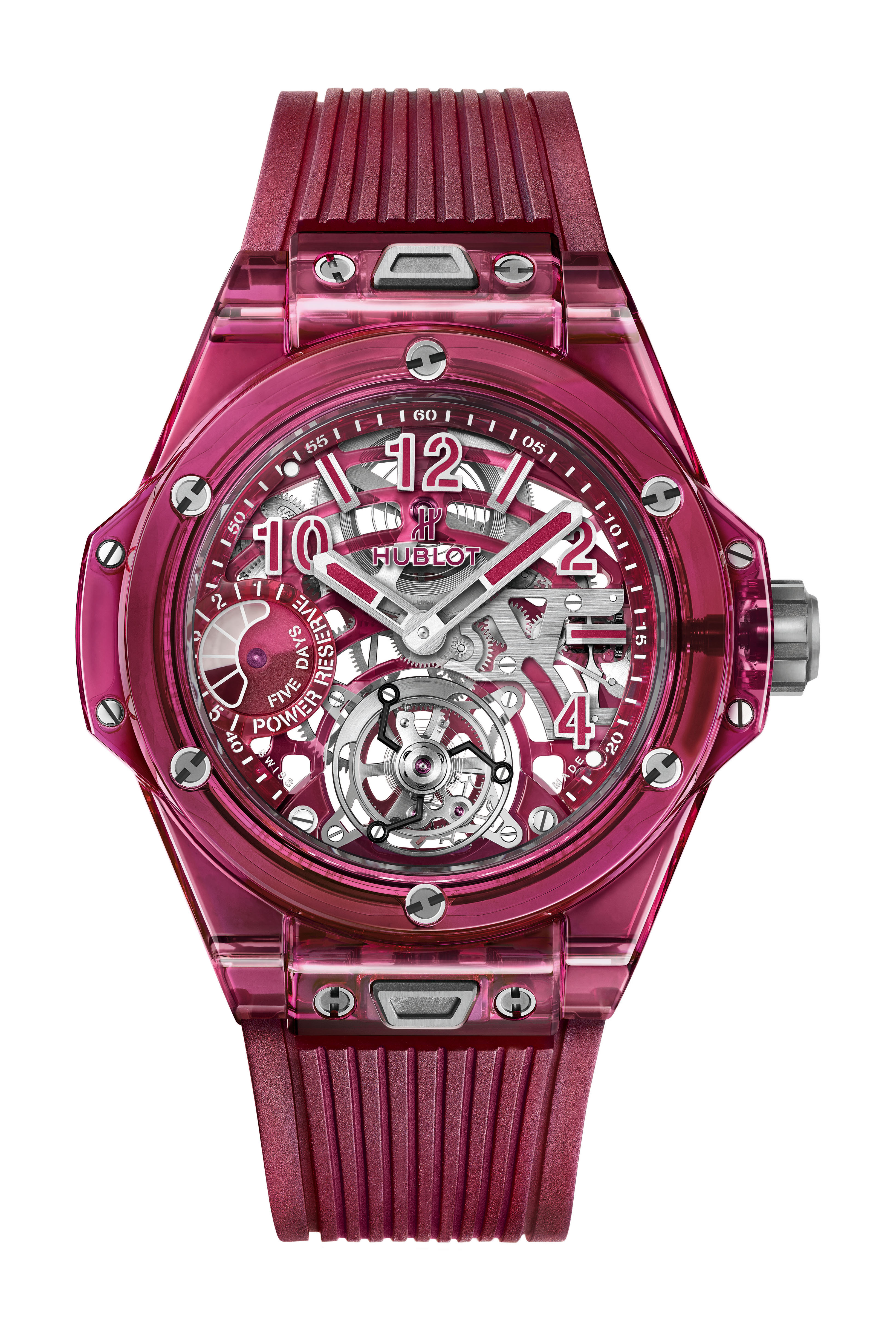 Hublot Big Bang Tourbillon Power Reserve 5 days Red Sapphire luxury timepiece - detailed view