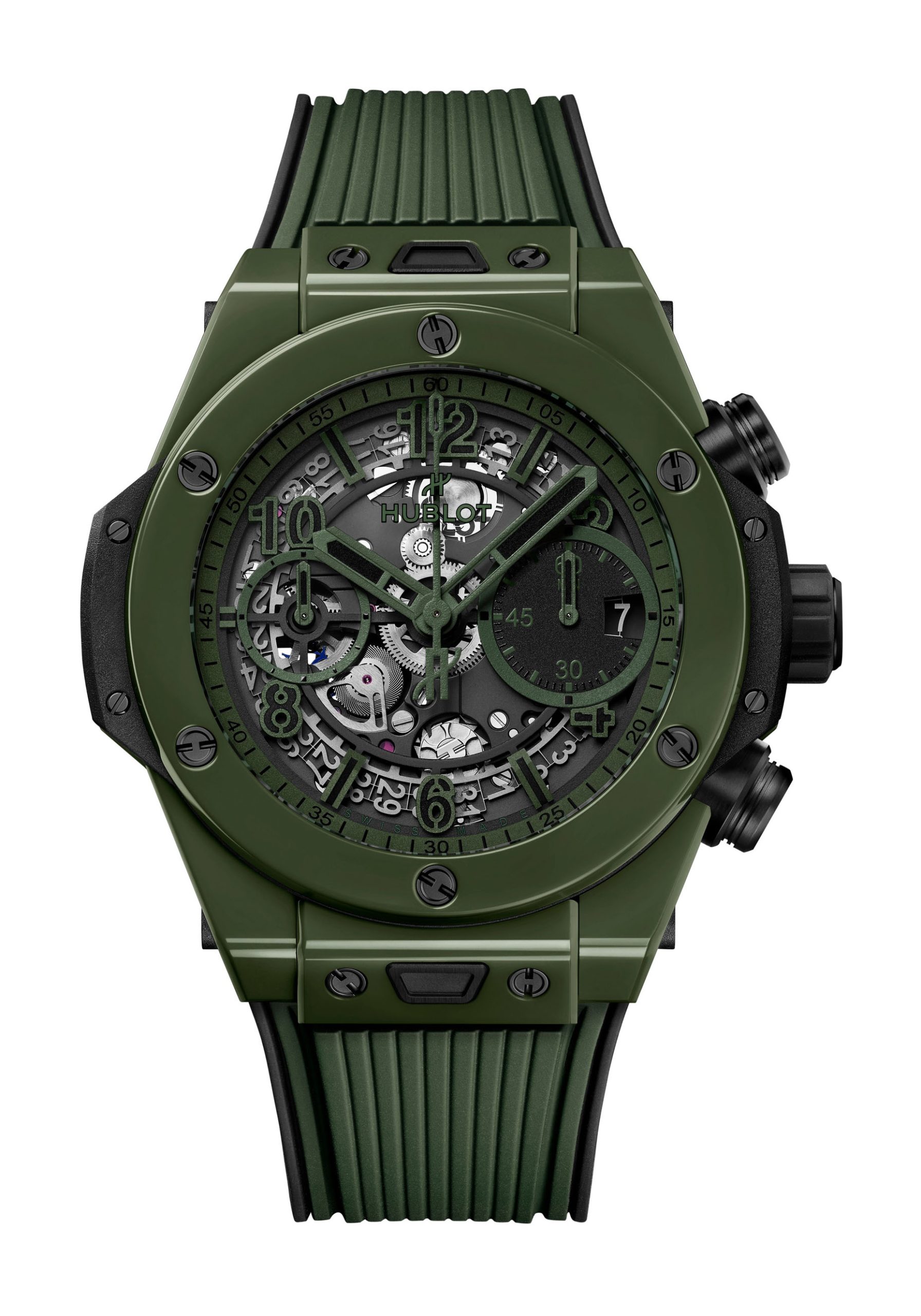 Hublot Big Bang Unico Dark Green Ceramic luxury timepiece - detailed view