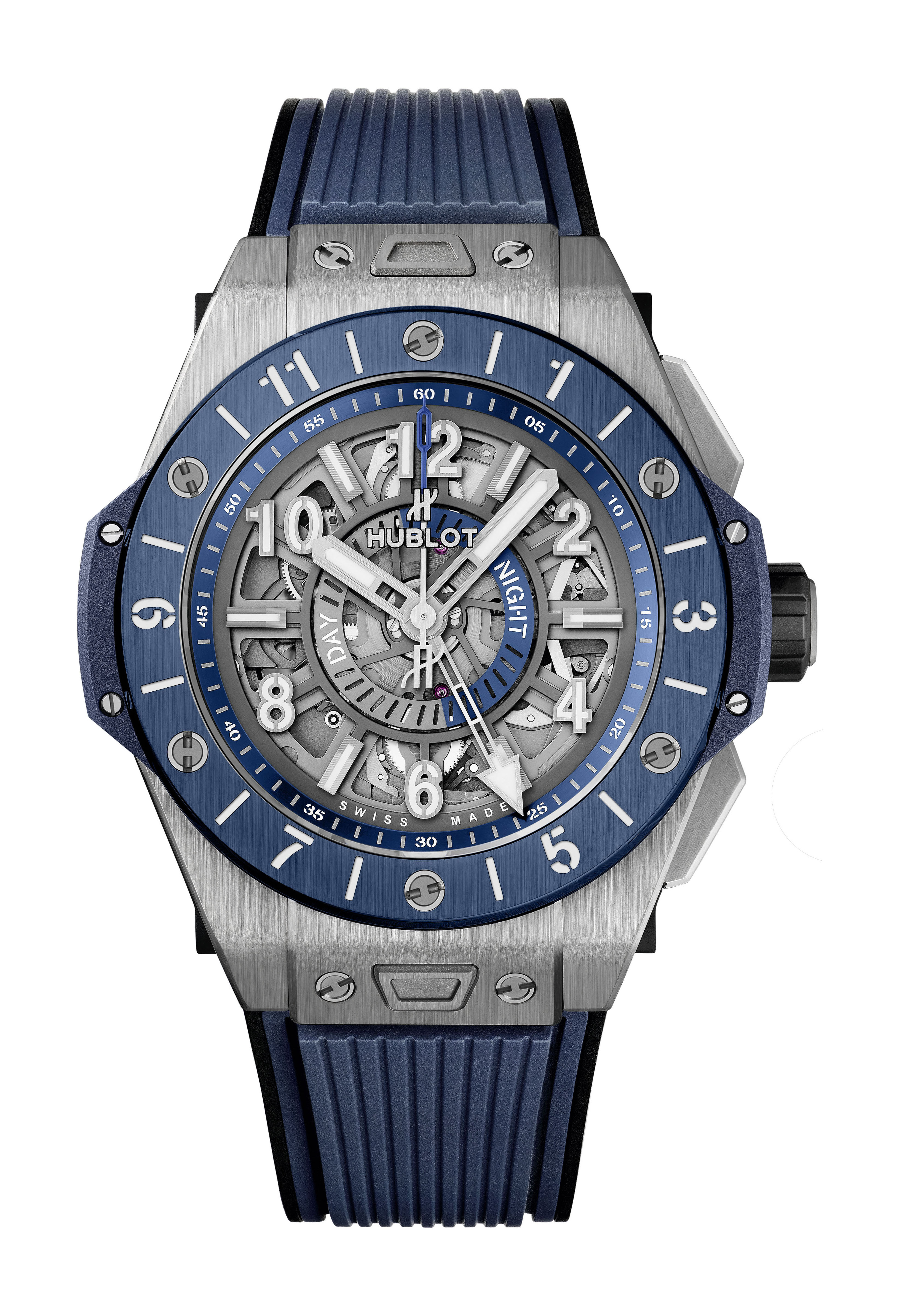 Hublot Big Bang Unico Gmt Titanium Blue Ceramic luxury timepiece - detailed view