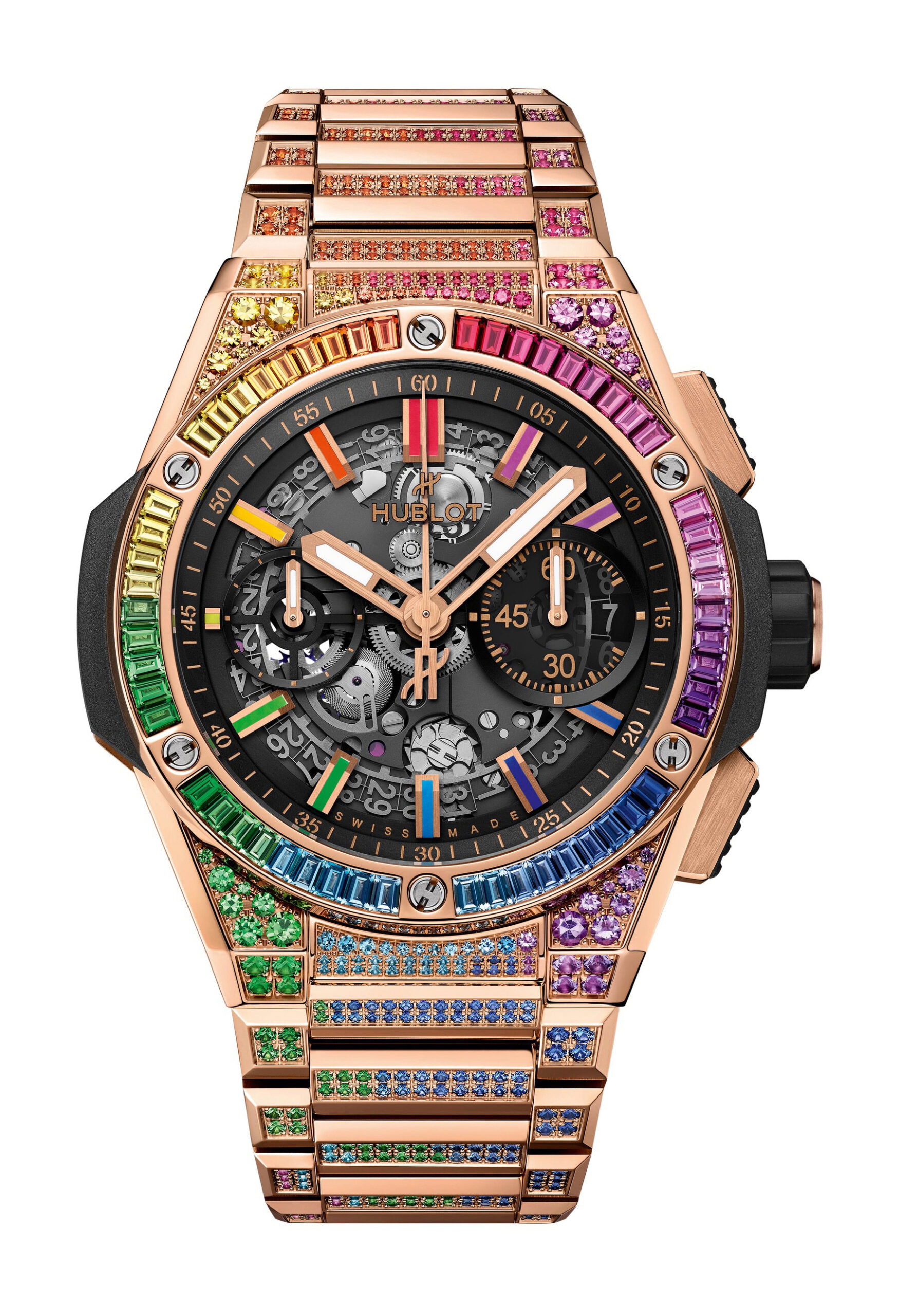 Hublot Big Bang Unico Integrated Rainbow luxury timepiece - detailed view