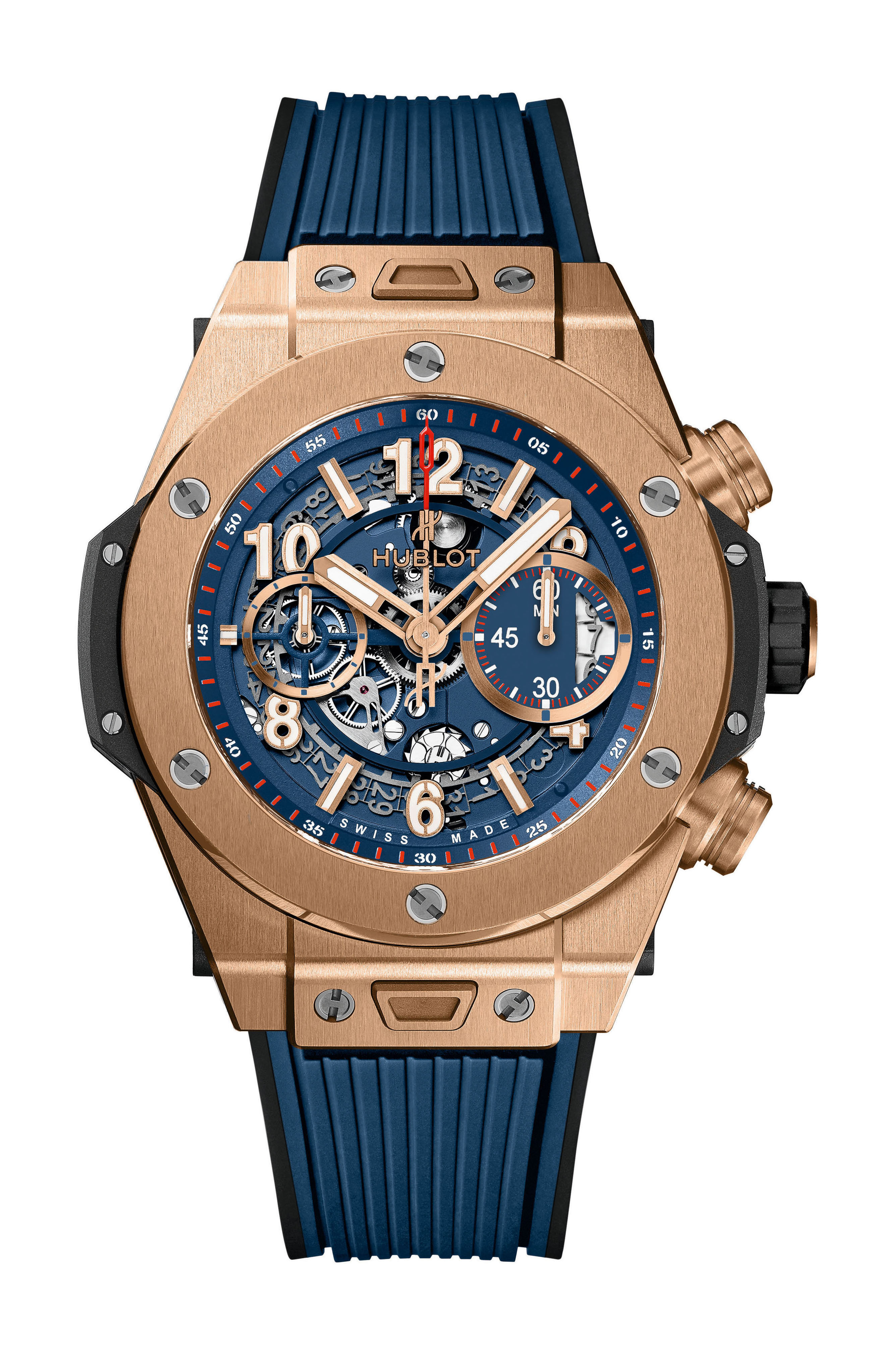 Hublot Big Bang Unico King Gold Blue luxury timepiece - detailed view