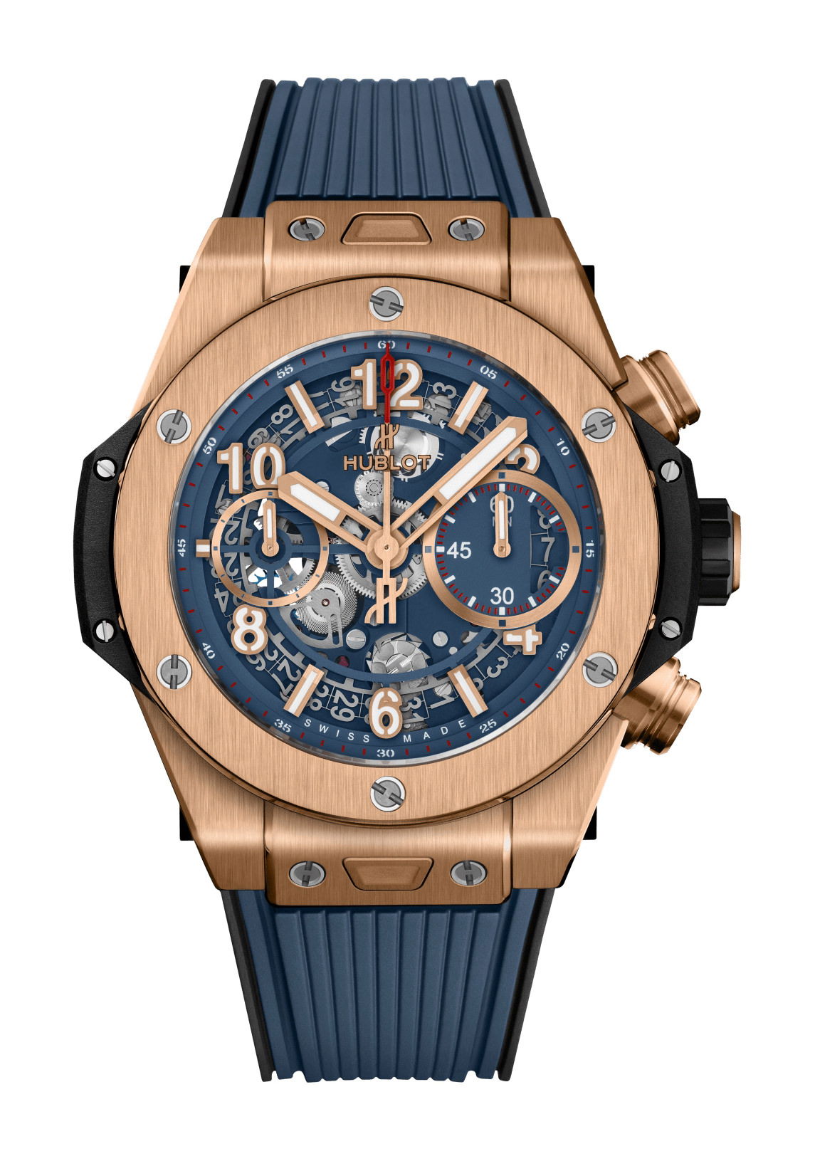 Hublot Big Bang Unico King Gold Blue luxury timepiece - detailed view