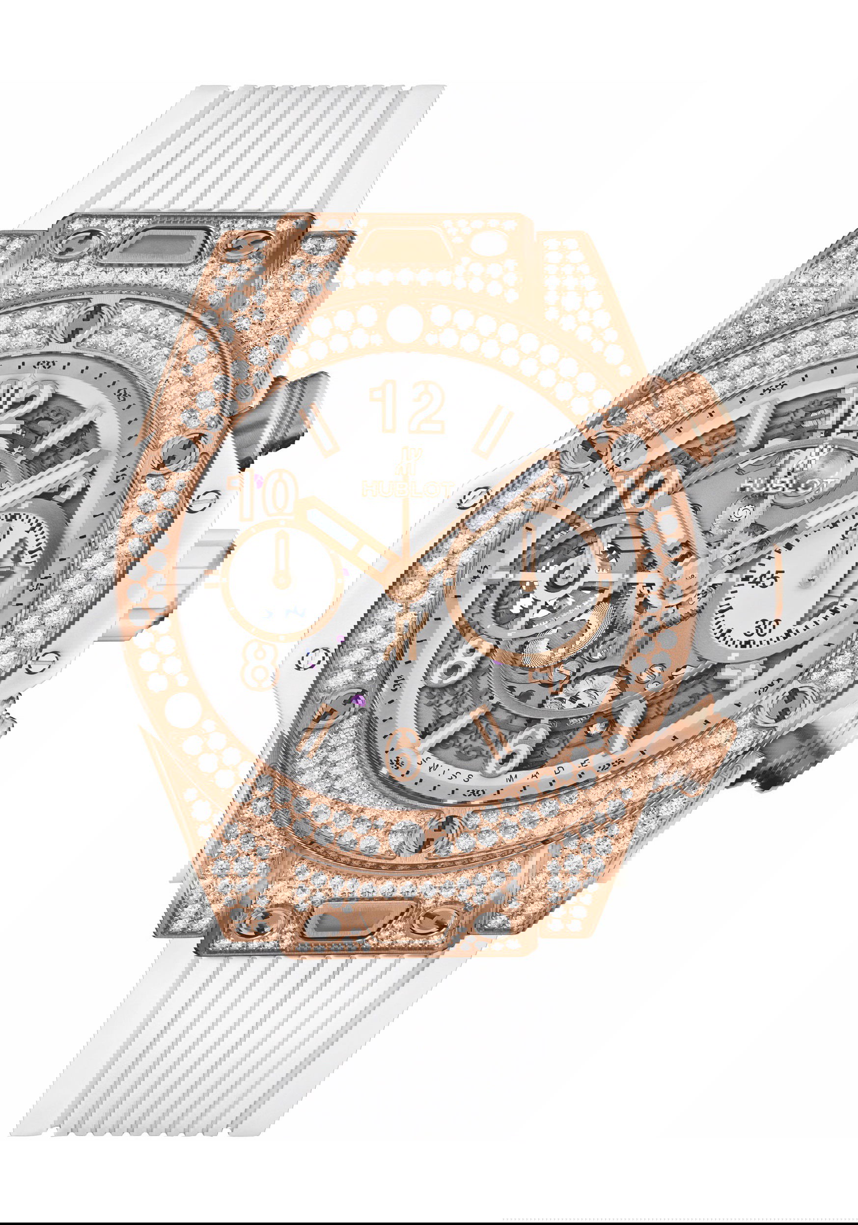Hublot Big Bang Unico King Gold White Pavé luxury timepiece - detailed view