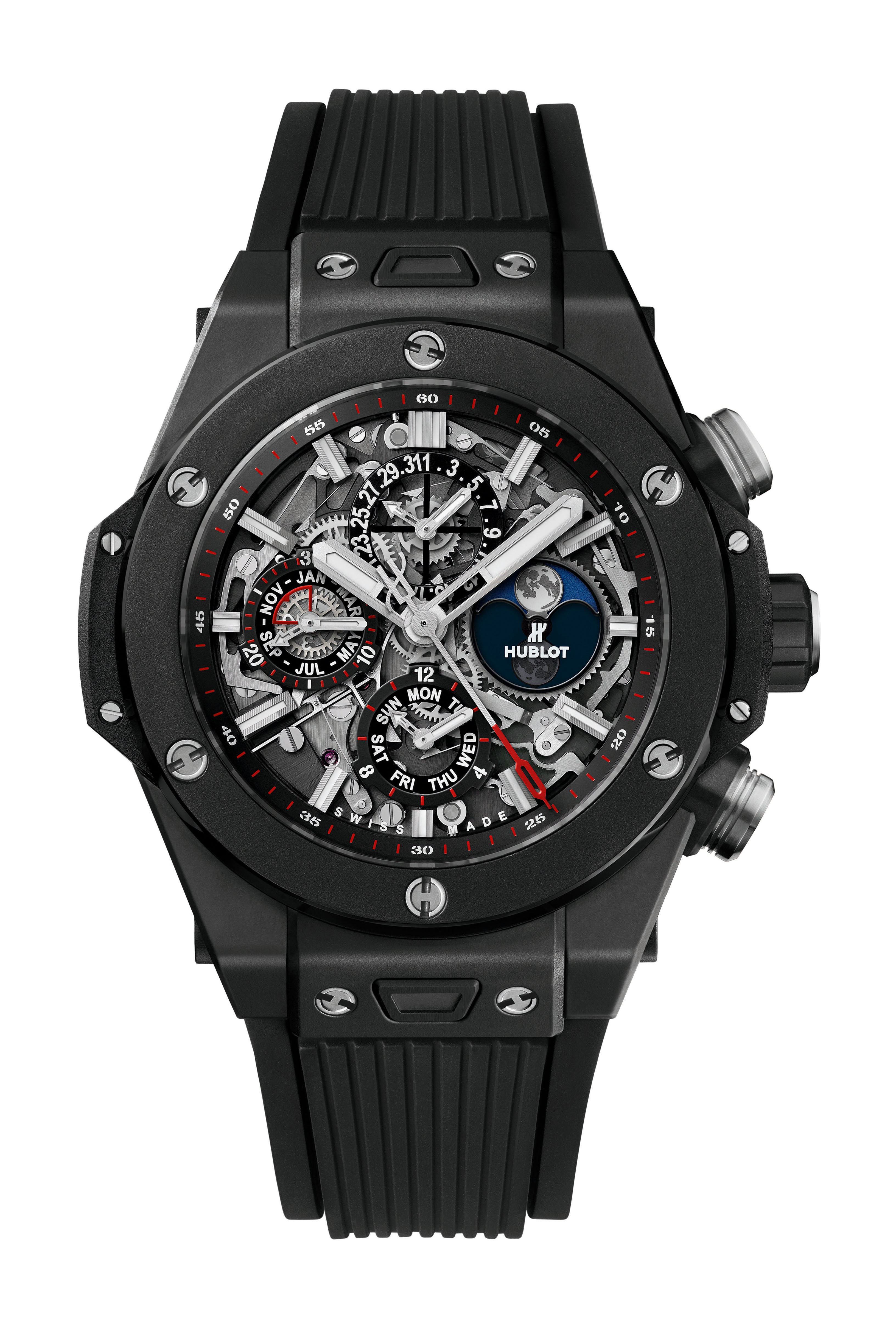 Hublot Big Bang Unico Perpetual Calendar Black Magic luxury timepiece - detailed view