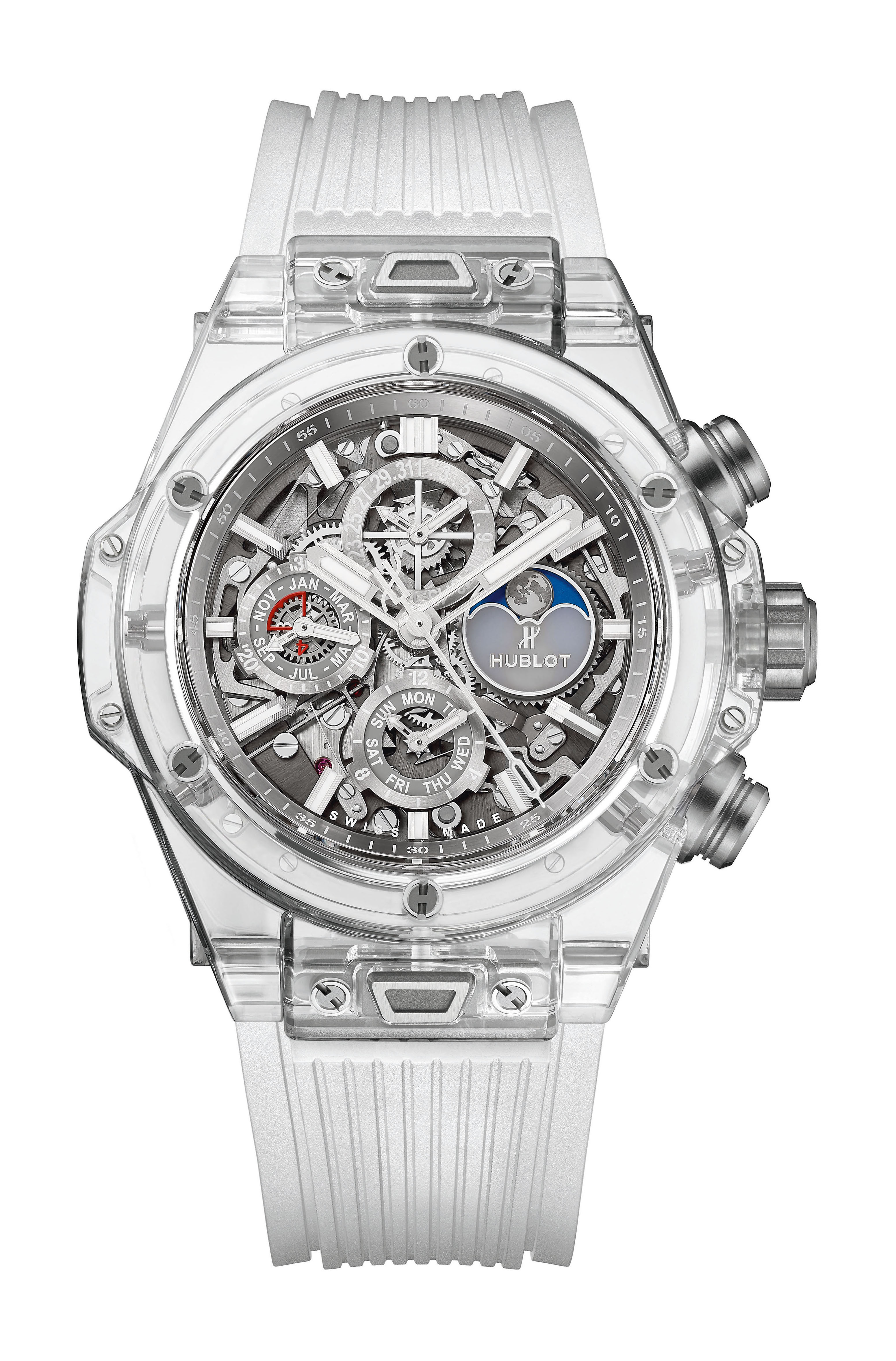 Hublot Big Bang Unico Perpetual Calendar Sapphire QP luxury timepiece - detailed view