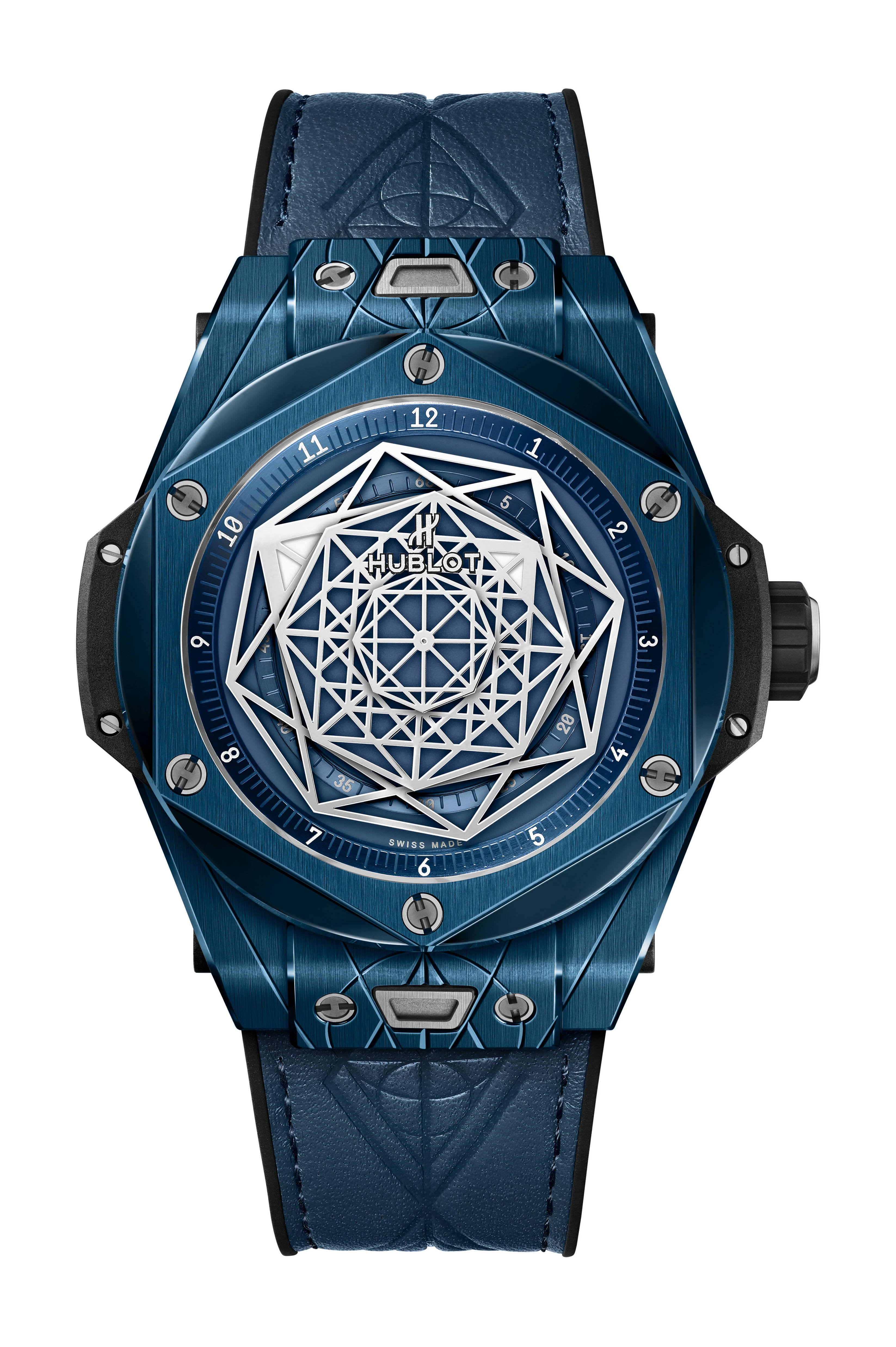 Hublot Big Bang Unico Sang Bleu Ceramic Blue luxury timepiece - detailed view