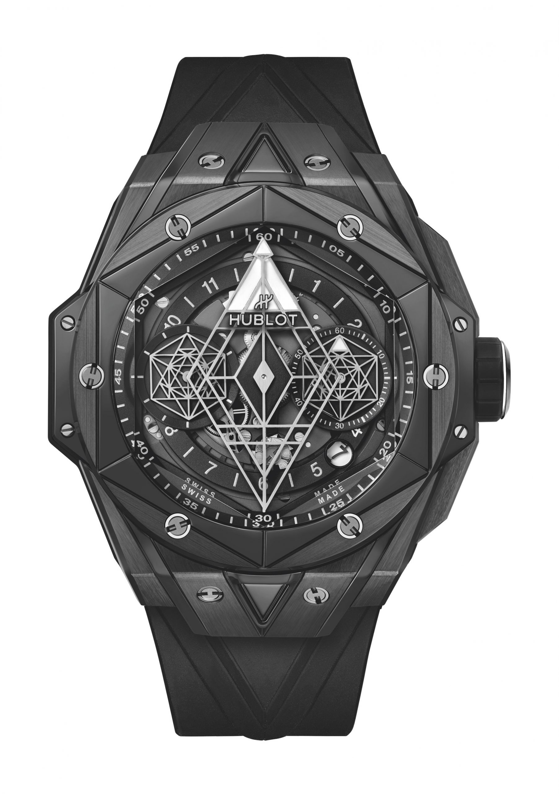 Hublot Big Bang Unico Sang Bleu II Black Magic luxury timepiece - detailed view