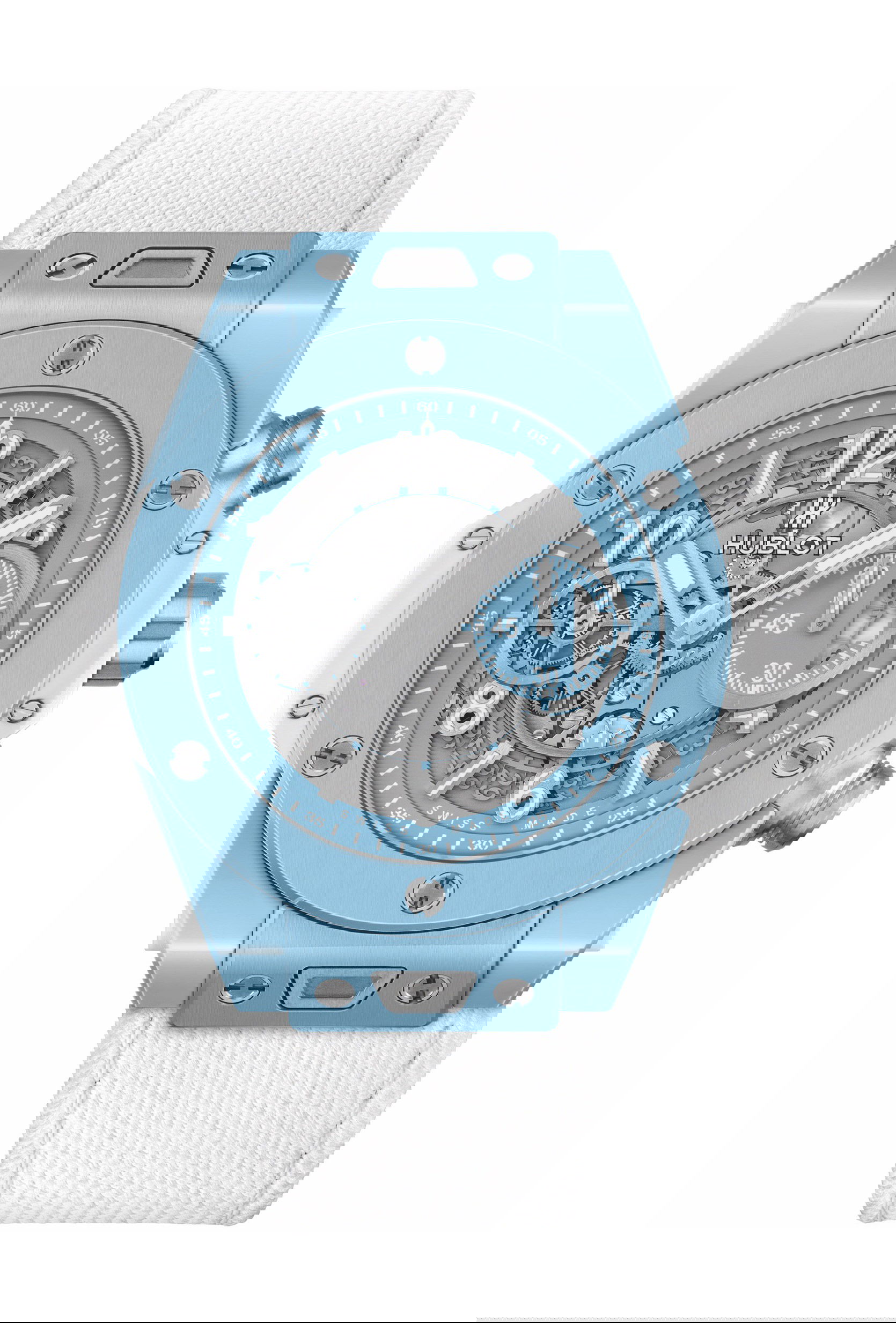 Hublot Big Bang Unico Sky Blue luxury timepiece - detailed view