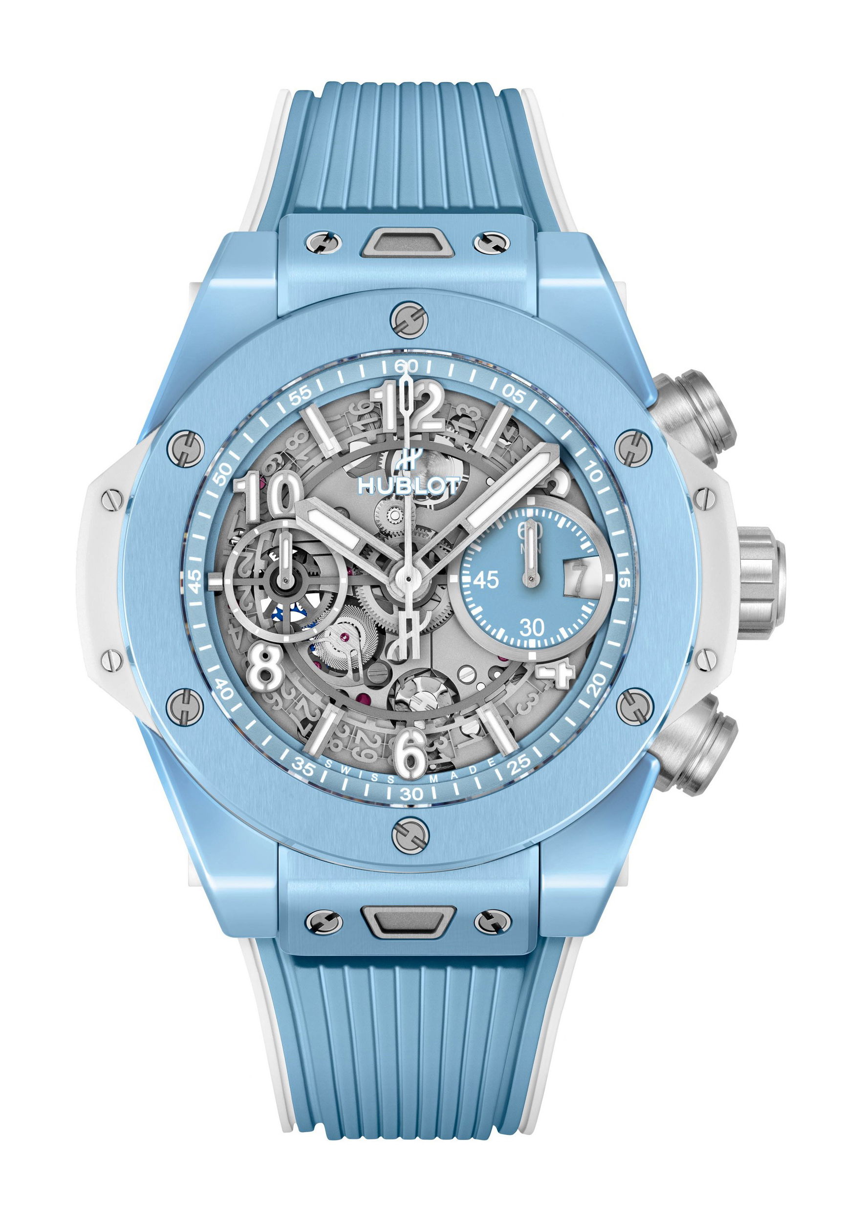 Hublot Big Bang Unico Sky Blue luxury timepiece - detailed view