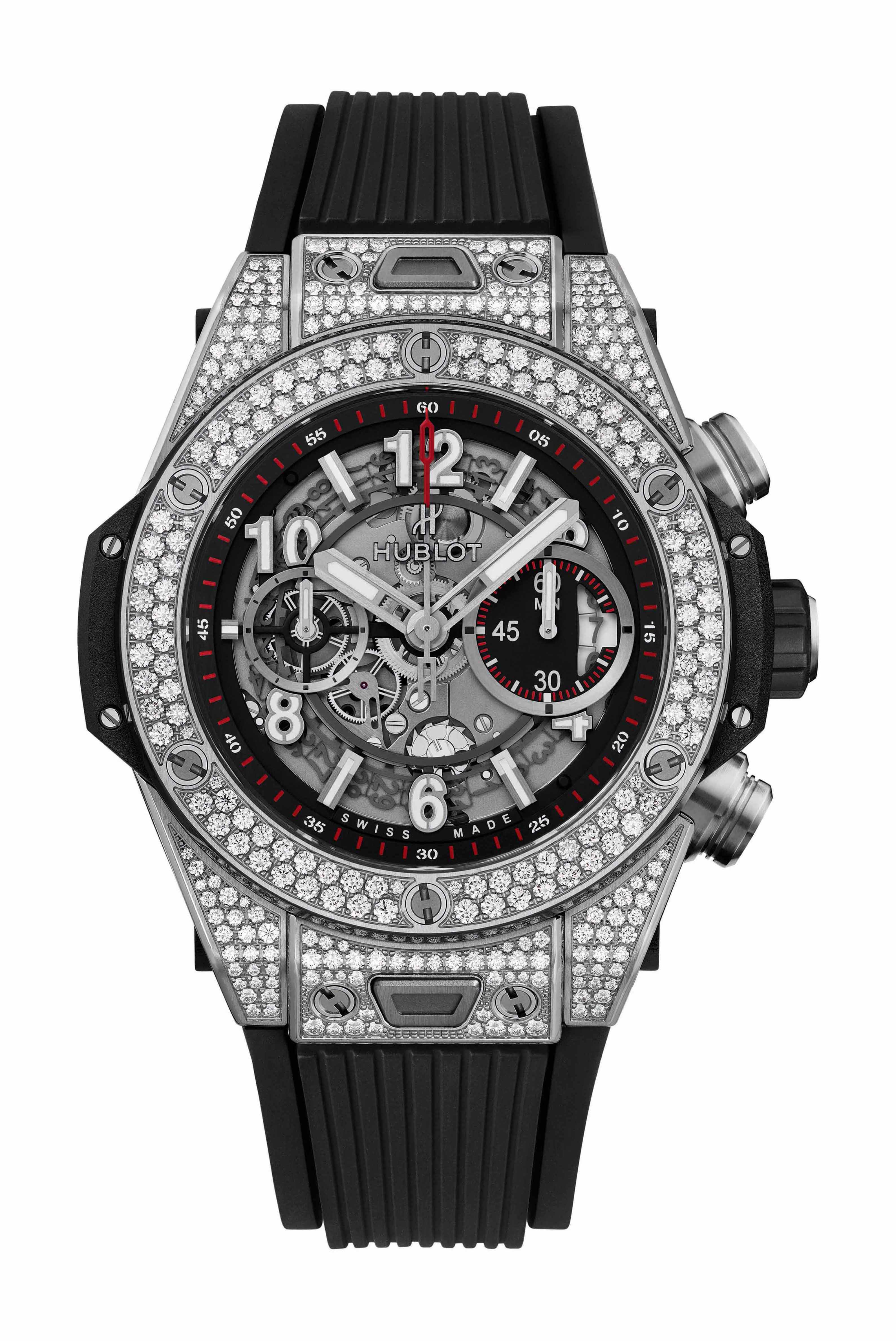 Hublot Big Bang Unico Titanium Pavé luxury timepiece - detailed view