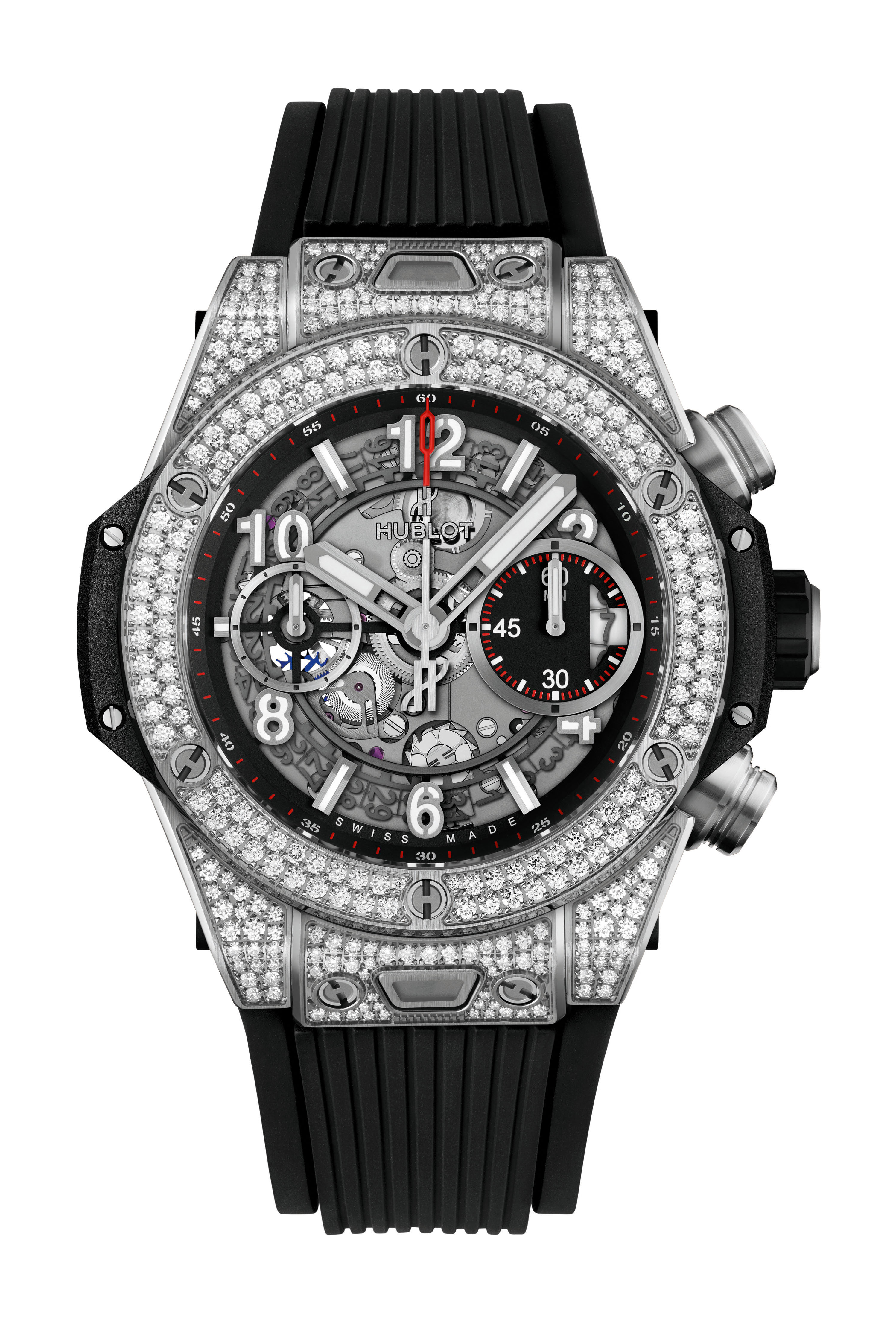 Hublot Big Bang Unico Titanium Pavé luxury timepiece - detailed view